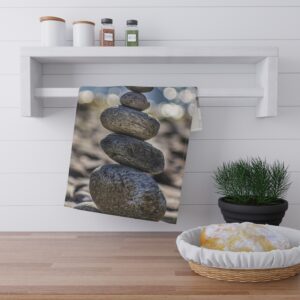 Zen Boulder Tea Towel - Modern-Coastal Light Bokeh