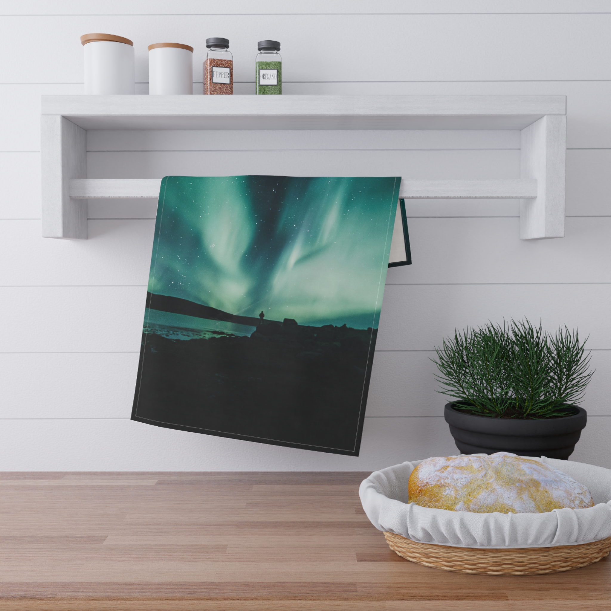 Aurora Borealis Tea Towel - Ethereal-Night Skyscape