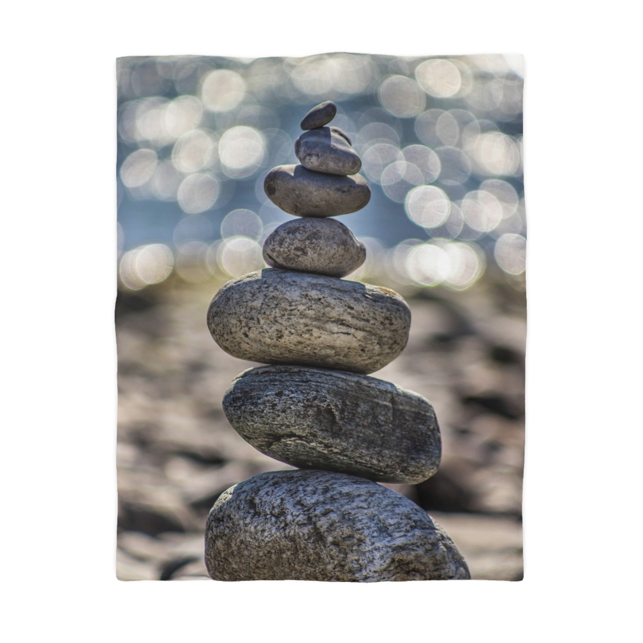 Zen Boulder Duvet Cover - Modern-Coastal Light Bokeh