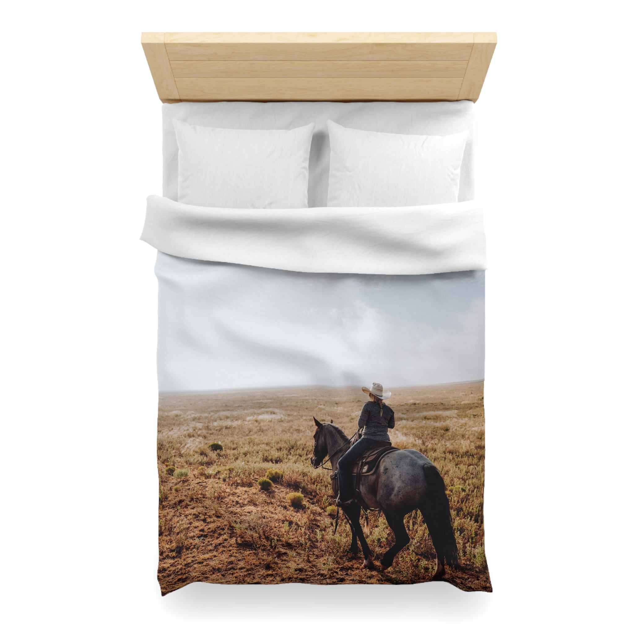 Prairie Cowboy Duvet Cover - Rustic-Western Morning Light - Image 11