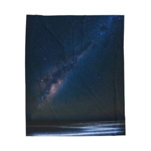 Cosmic Ocean Velveteen Plush Blanket - Starry-Night Horizon Glow