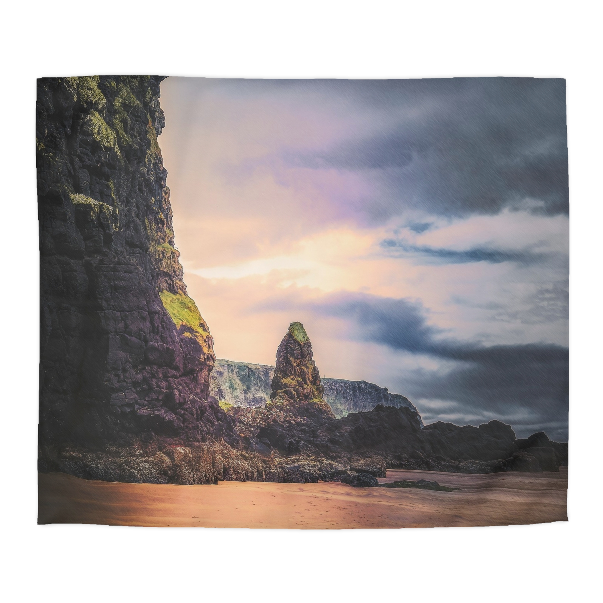Mystic Cliff Duvet Cover - Scandinavian-Modern Coastal Twilight - Image 7
