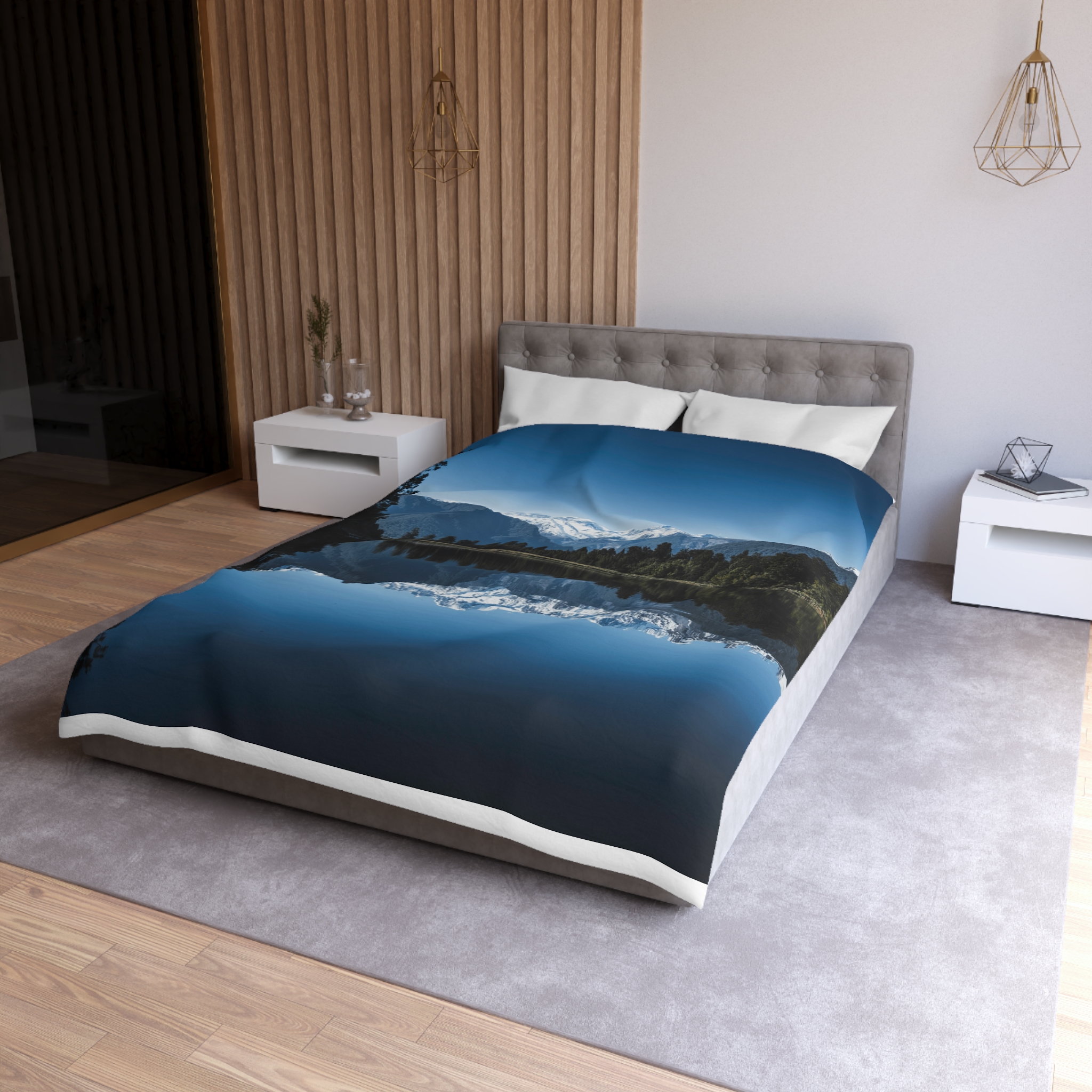 Alpine Reflection Duvet Cover - Contemporary Natural Landscape View - Image 12