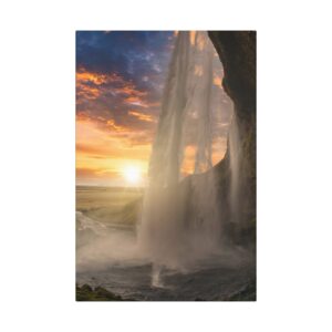 Aurora Cascade Canvas Wall Art - Scandinavian-Midnight Sunscape