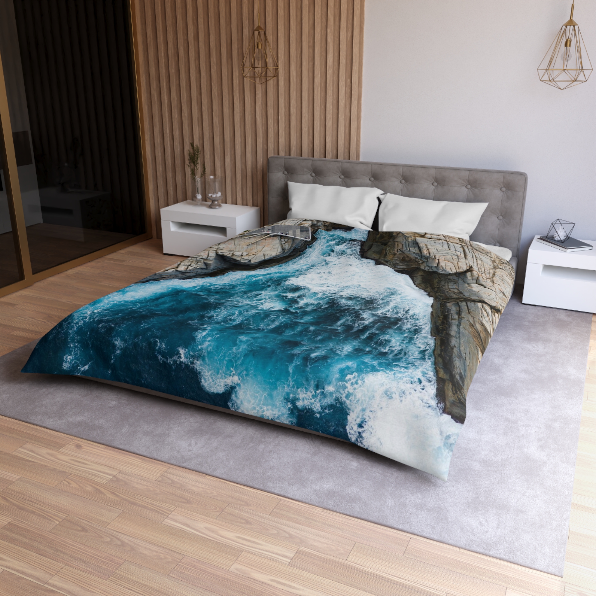 Coastal-Cliff Duvet Cover - Scandinavian-Seaside Storm - Image 6
