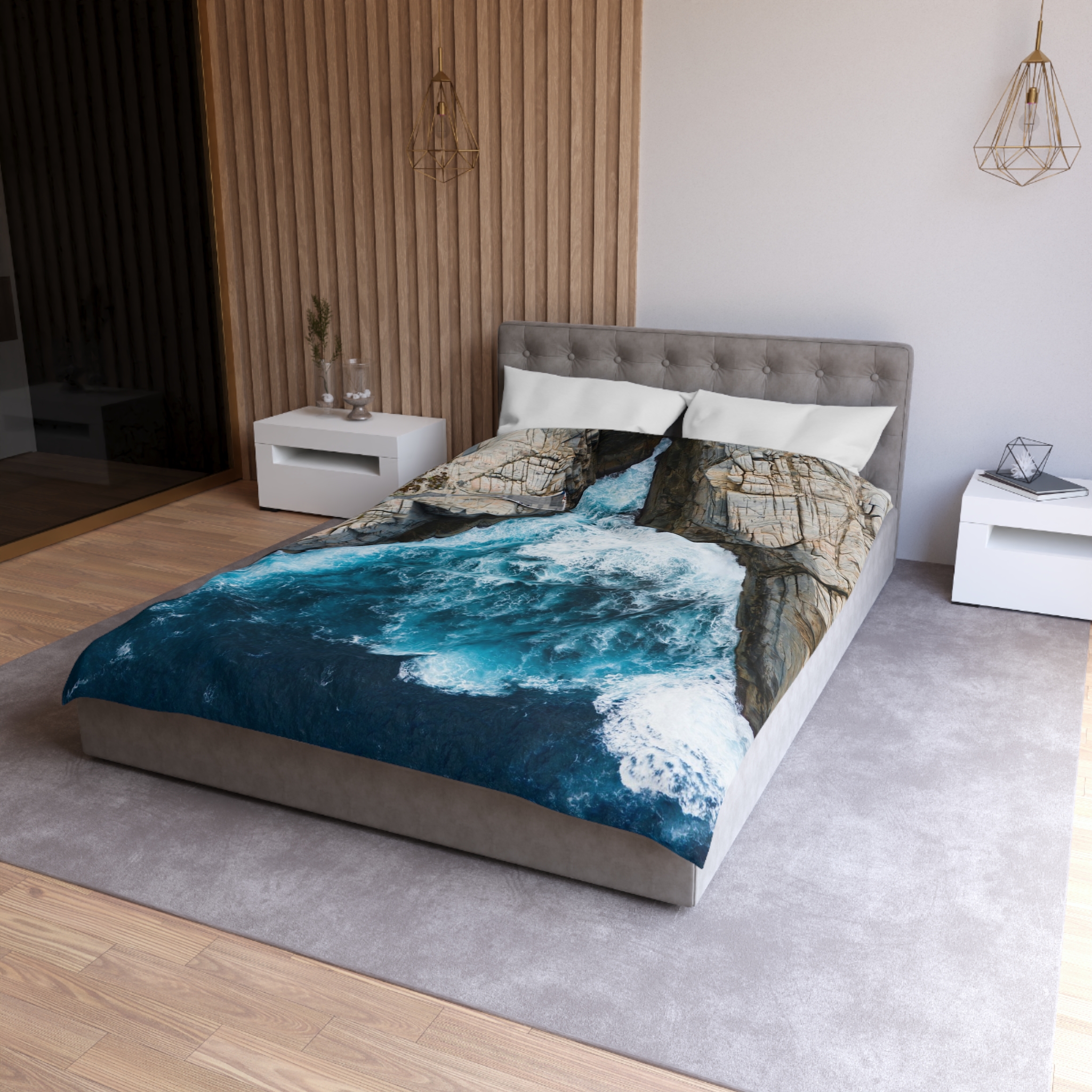 Coastal-Cliff Duvet Cover - Scandinavian-Seaside Storm - Image 3