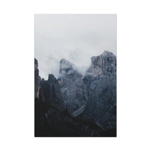 Mistbound Peaks Canvas Wall Art - Scandinavian-Midnight Mountainscape