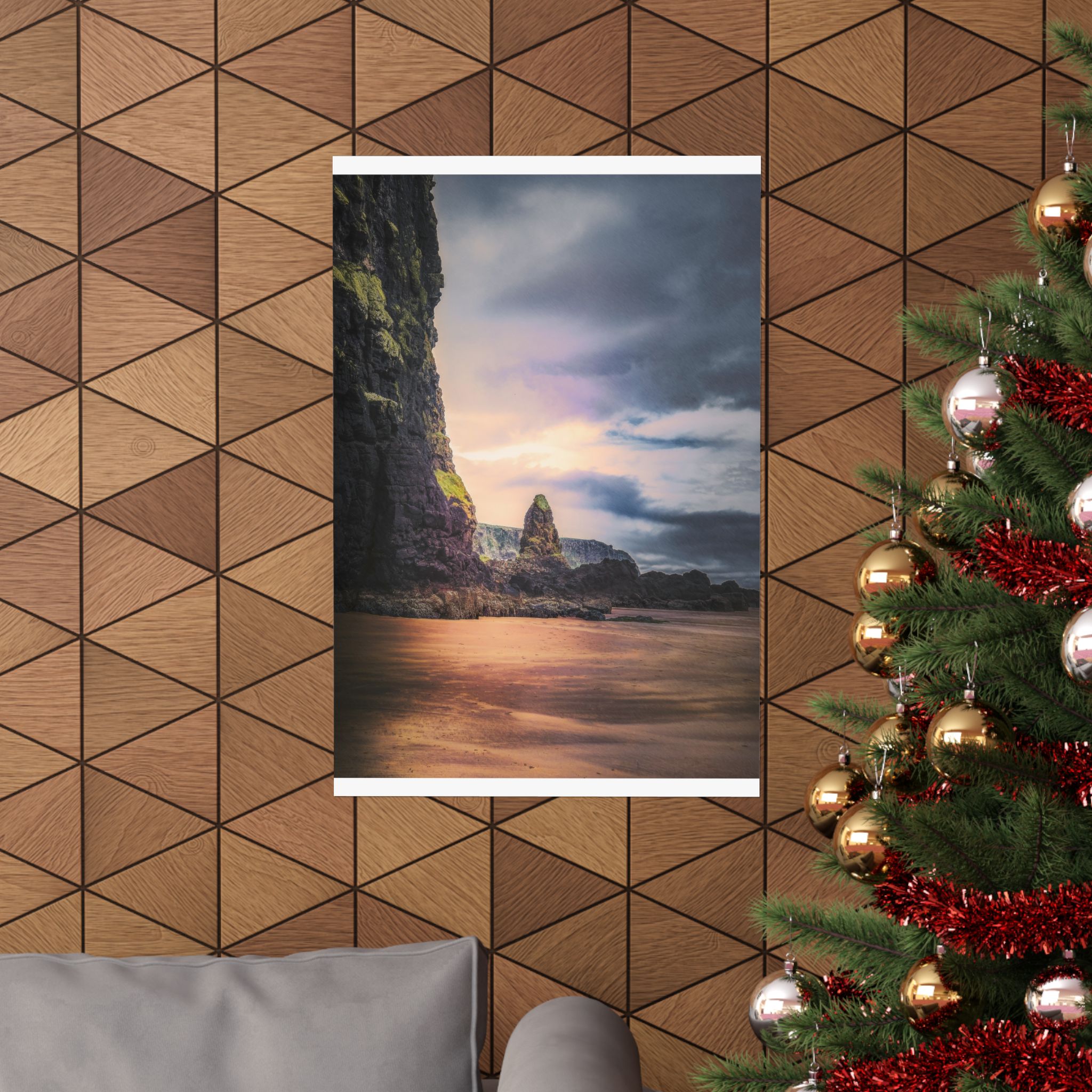 Mystic Cliff Matte Vertical Poster - Scandinavian-Modern Coastal Twilight - Image 24