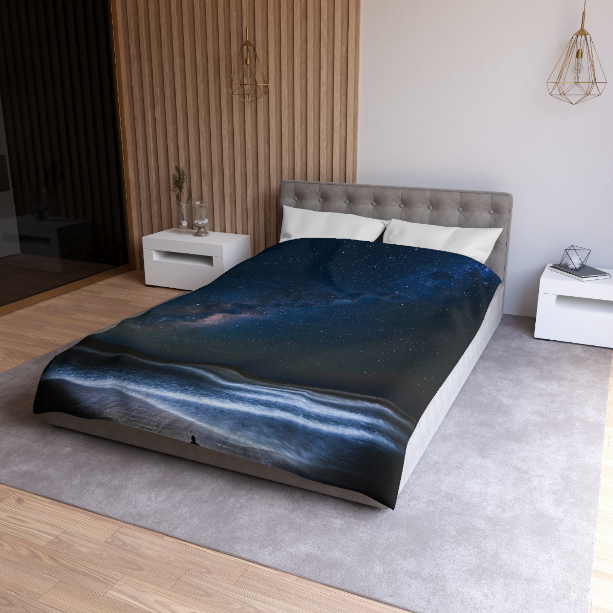 Cosmic Ocean Duvet Cover - Starry-Night Horizon Glow - Image 12