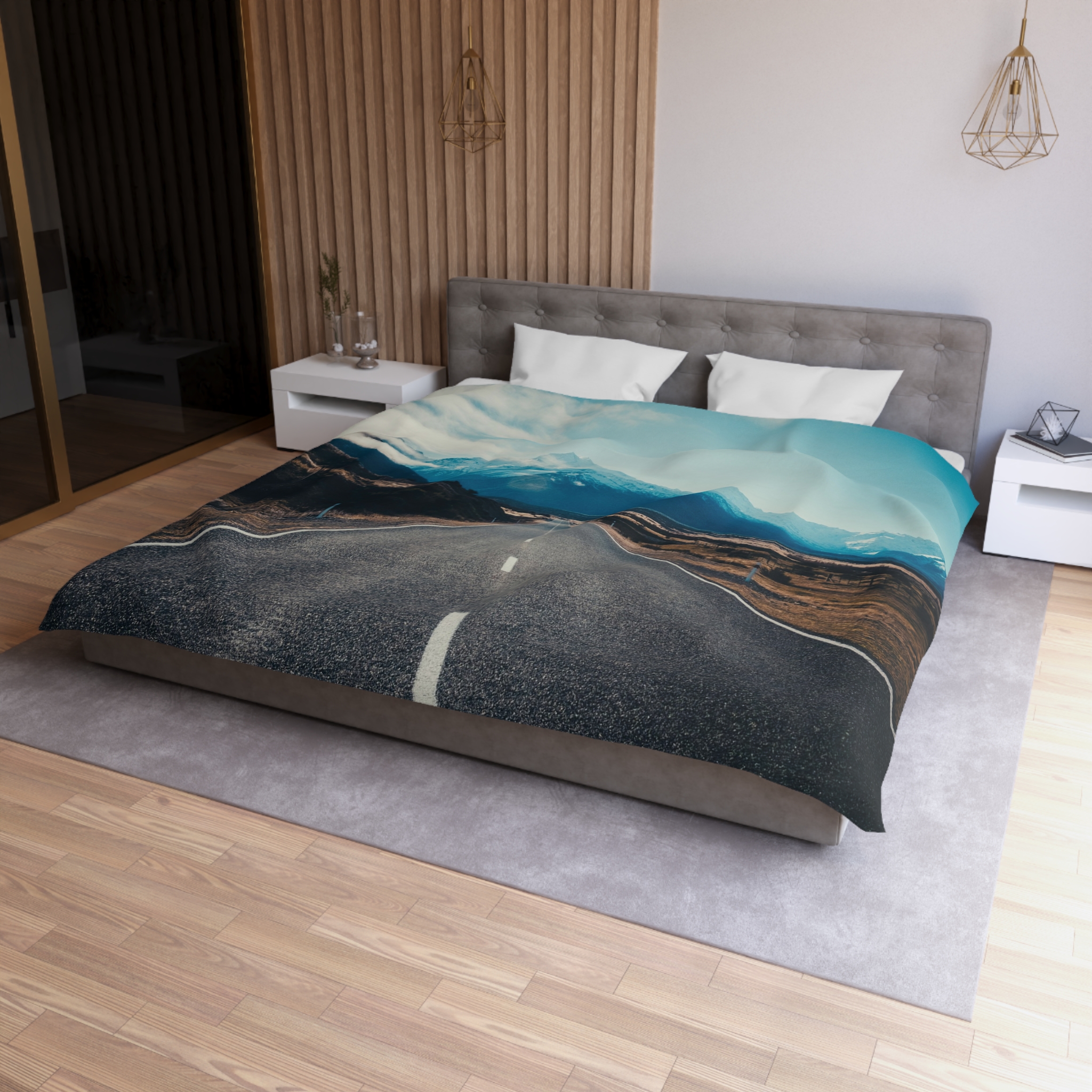 Alpine Horizon Duvet Cover - Cinematic-Mountain Roadscape - Image 9