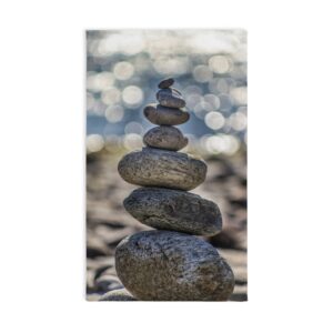 Zen Boulder Hand Towel - Modern-Coastal Light Bokeh