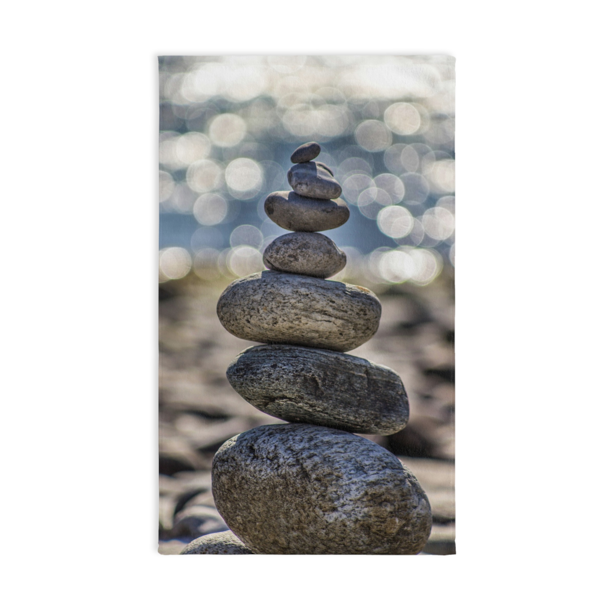 Zen Boulder Hand Towel - Modern-Coastal Light Bokeh
