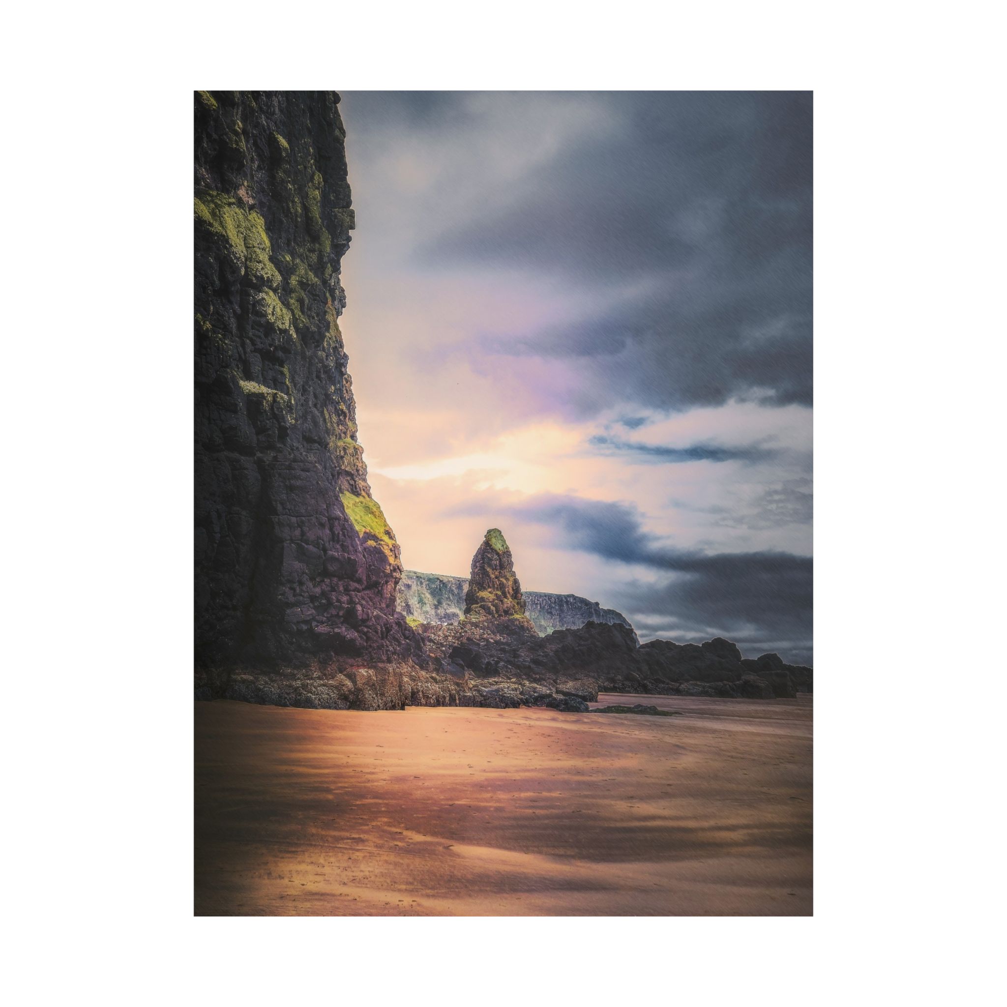 Mystic Cliff Matte Vertical Poster - Scandinavian-Modern Coastal Twilight - Image 18
