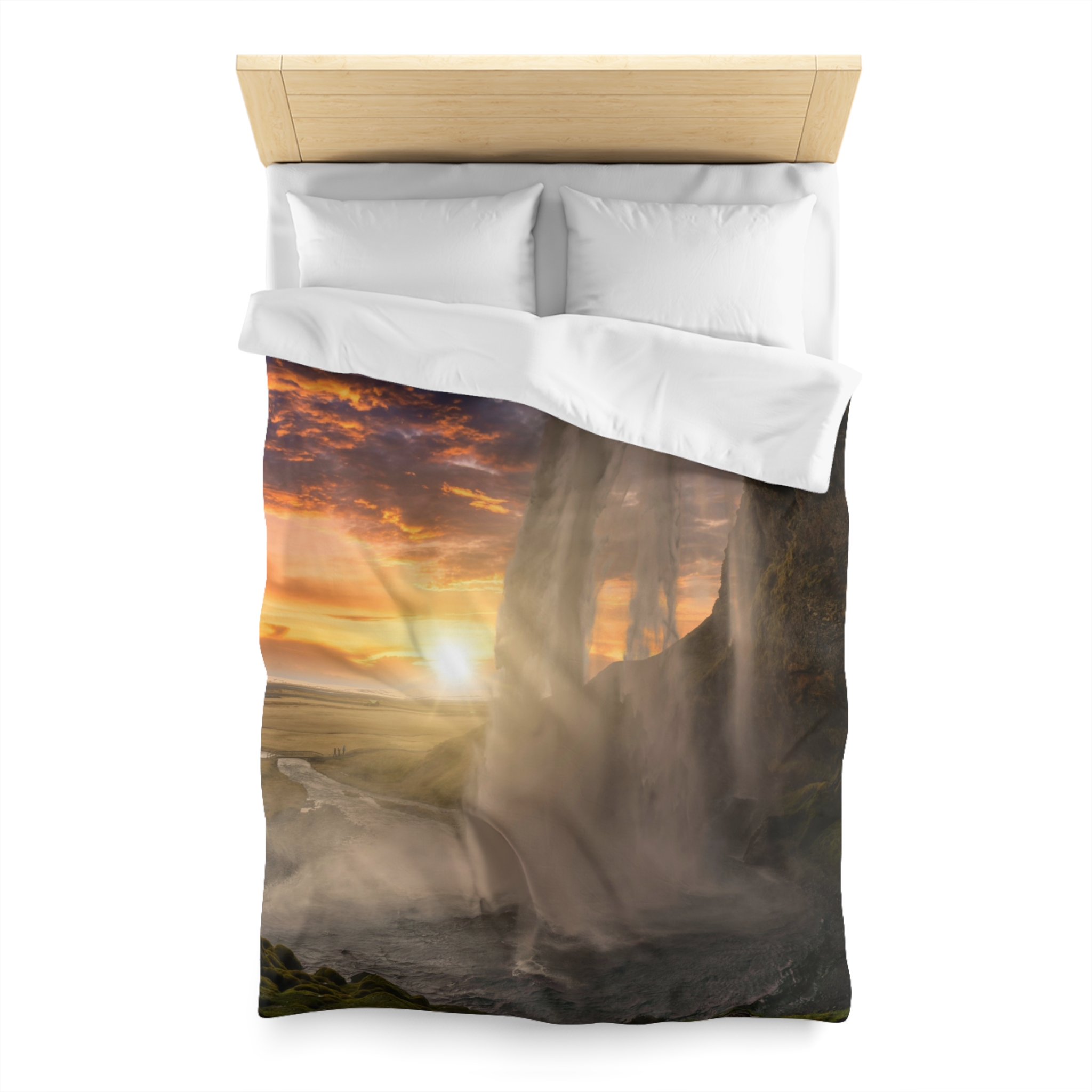 Aurora Cascade Duvet Cover - Scandinavian-Midnight Sunscape - Image 2