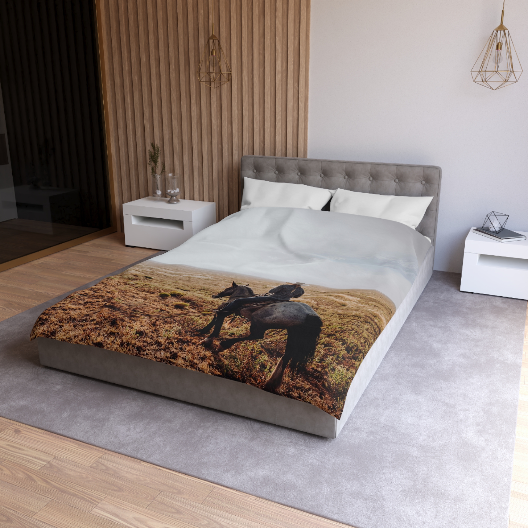 Prairie Cowboy Duvet Cover - Rustic-Western Morning Light - Image 3