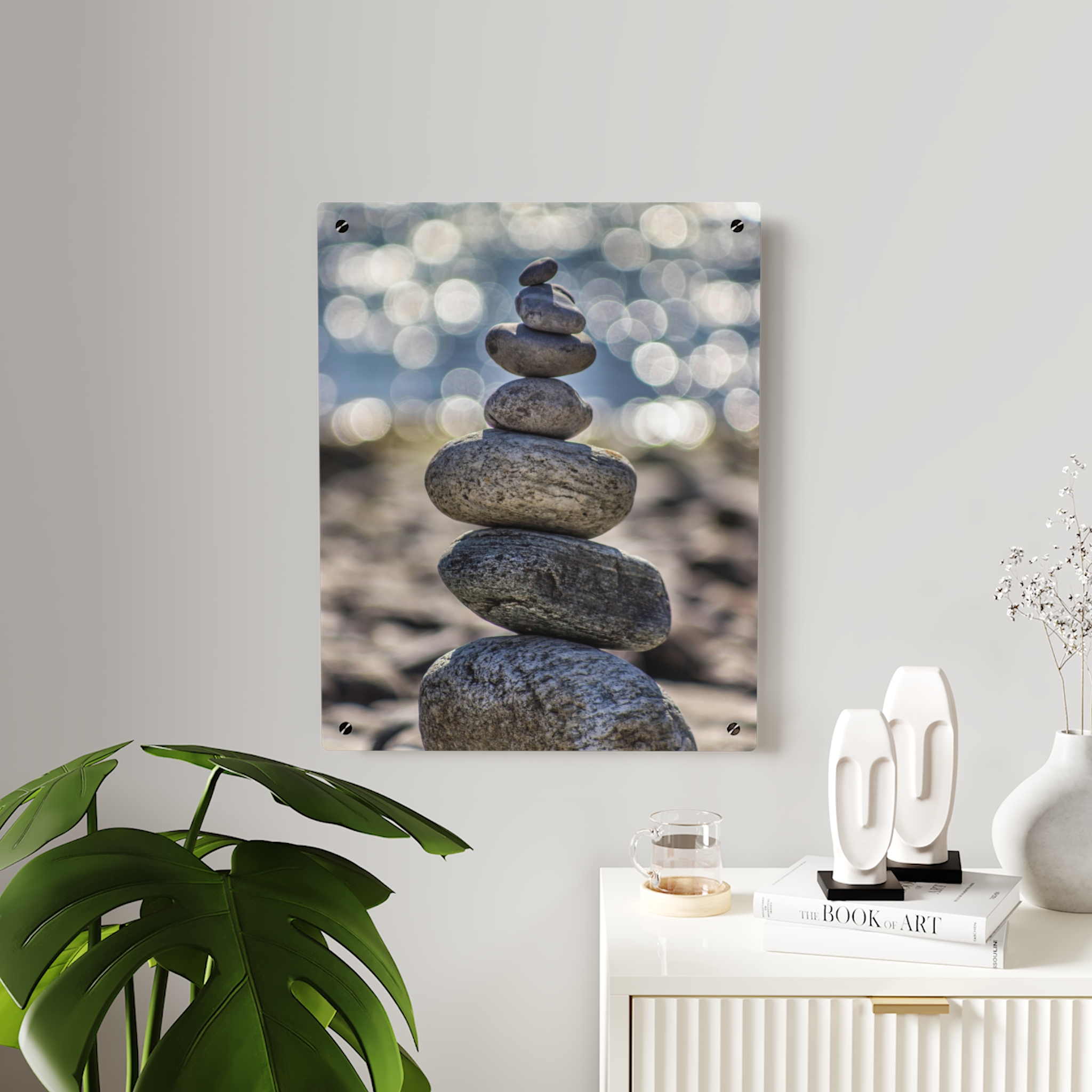 Zen Boulder Acrylic Wall Art - Modern-Coastal Light Bokeh - Image 15