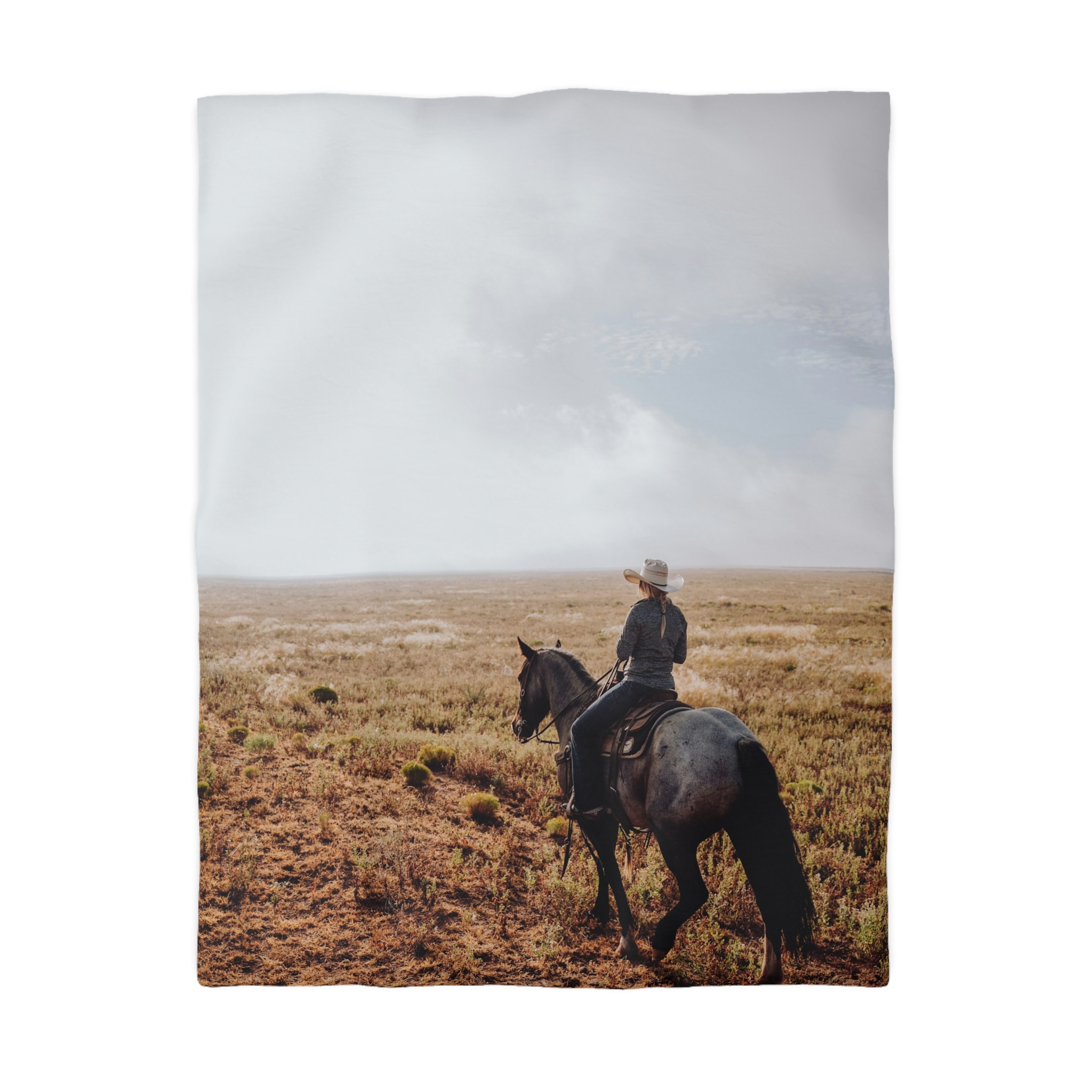 Prairie Cowboy Duvet Cover - Rustic-Western Morning Light