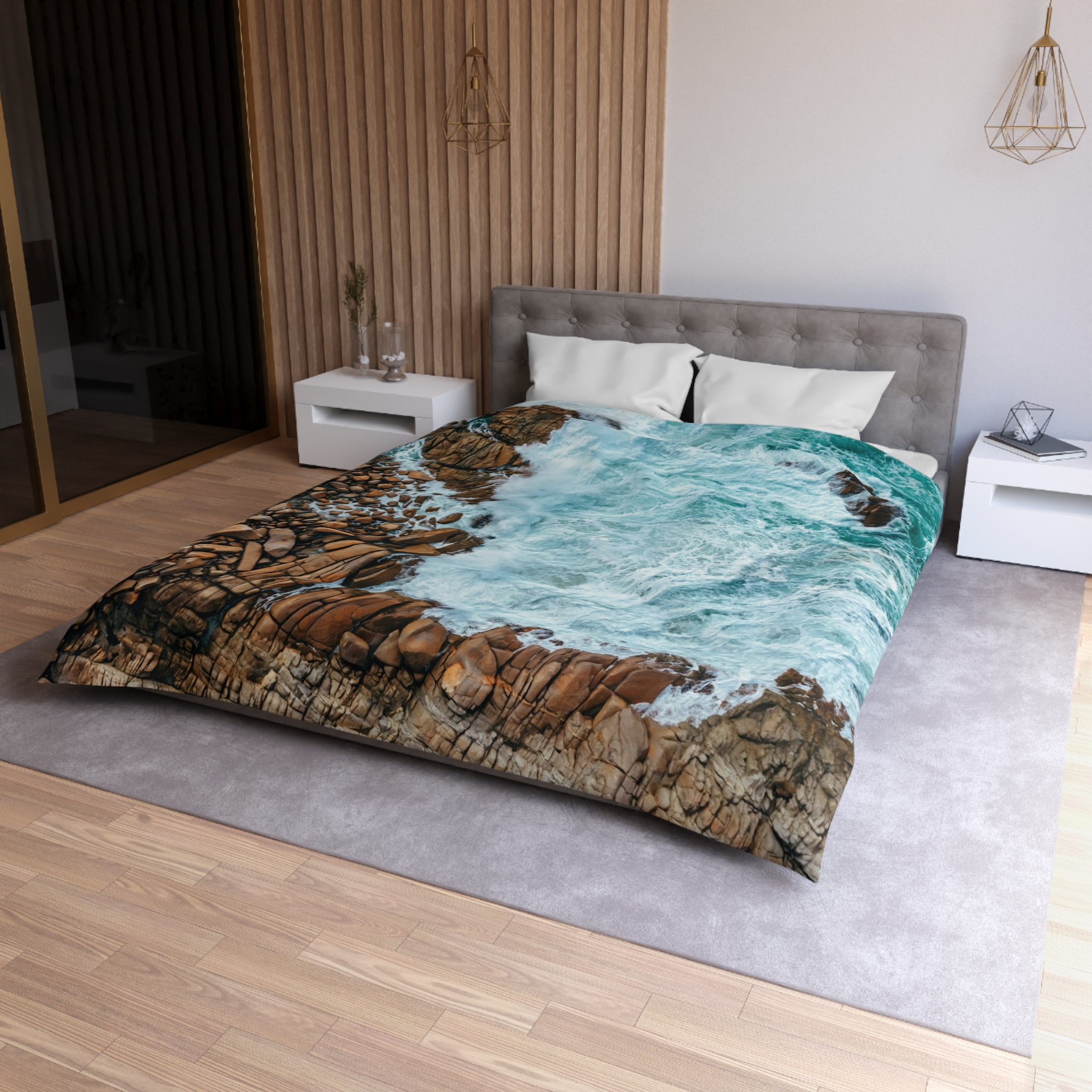 Coastal-Nautilus Duvet Cover - Scandinavian-Rustic Shoreline - Image 6