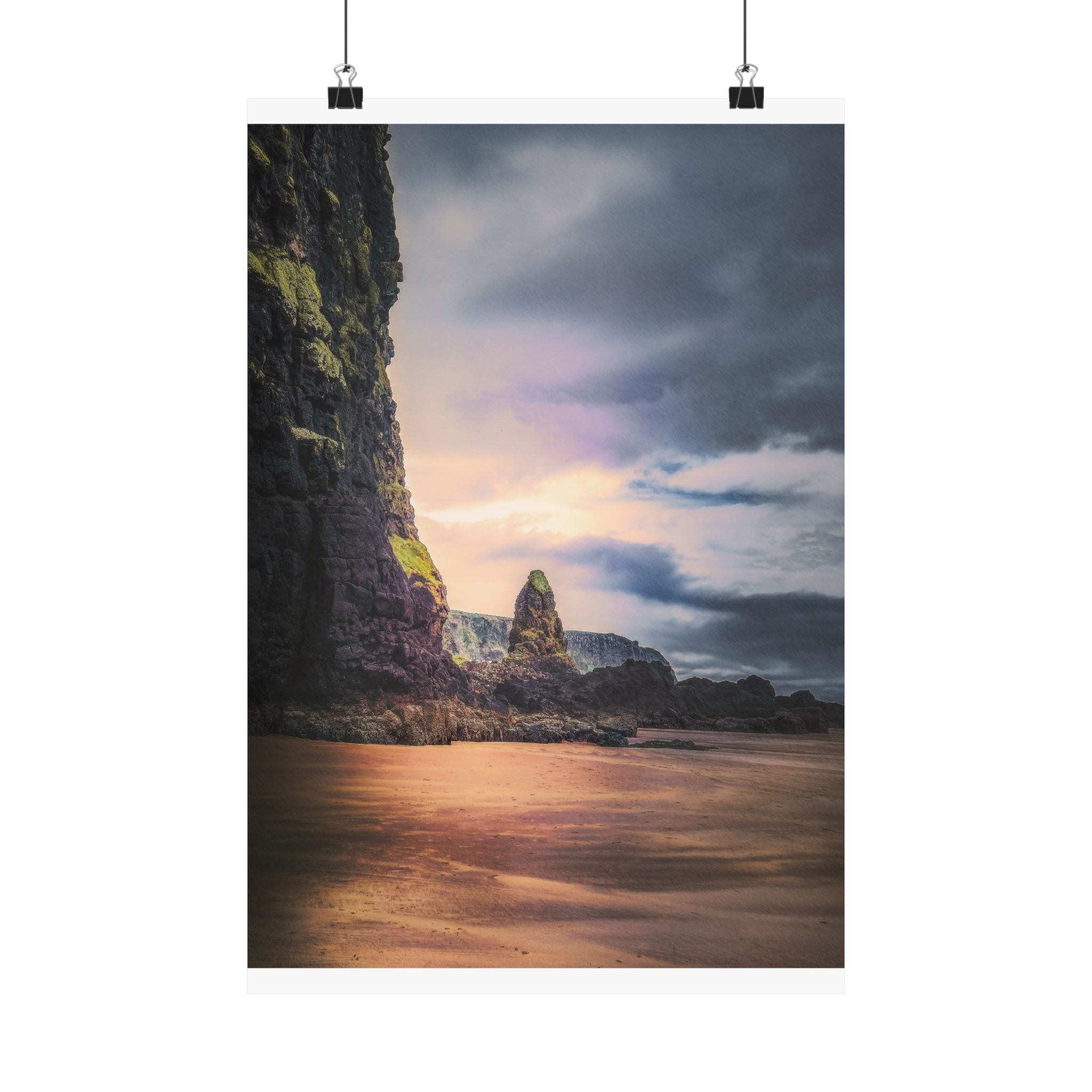 Mystic Cliff Matte Vertical Poster - Scandinavian-Modern Coastal Twilight - Image 9
