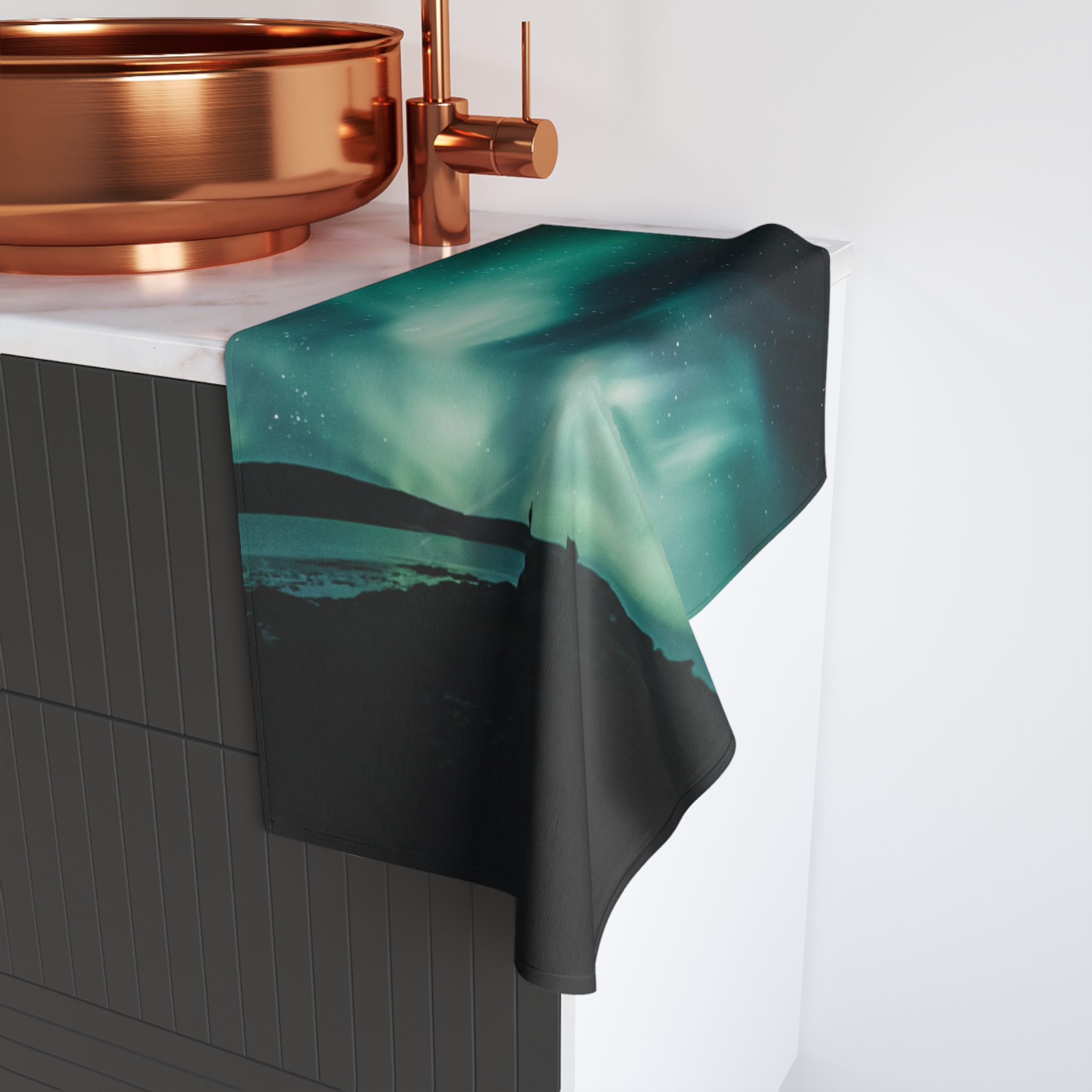 Aurora Borealis Hand Towel - Ethereal-Night Skyscape - Image 4