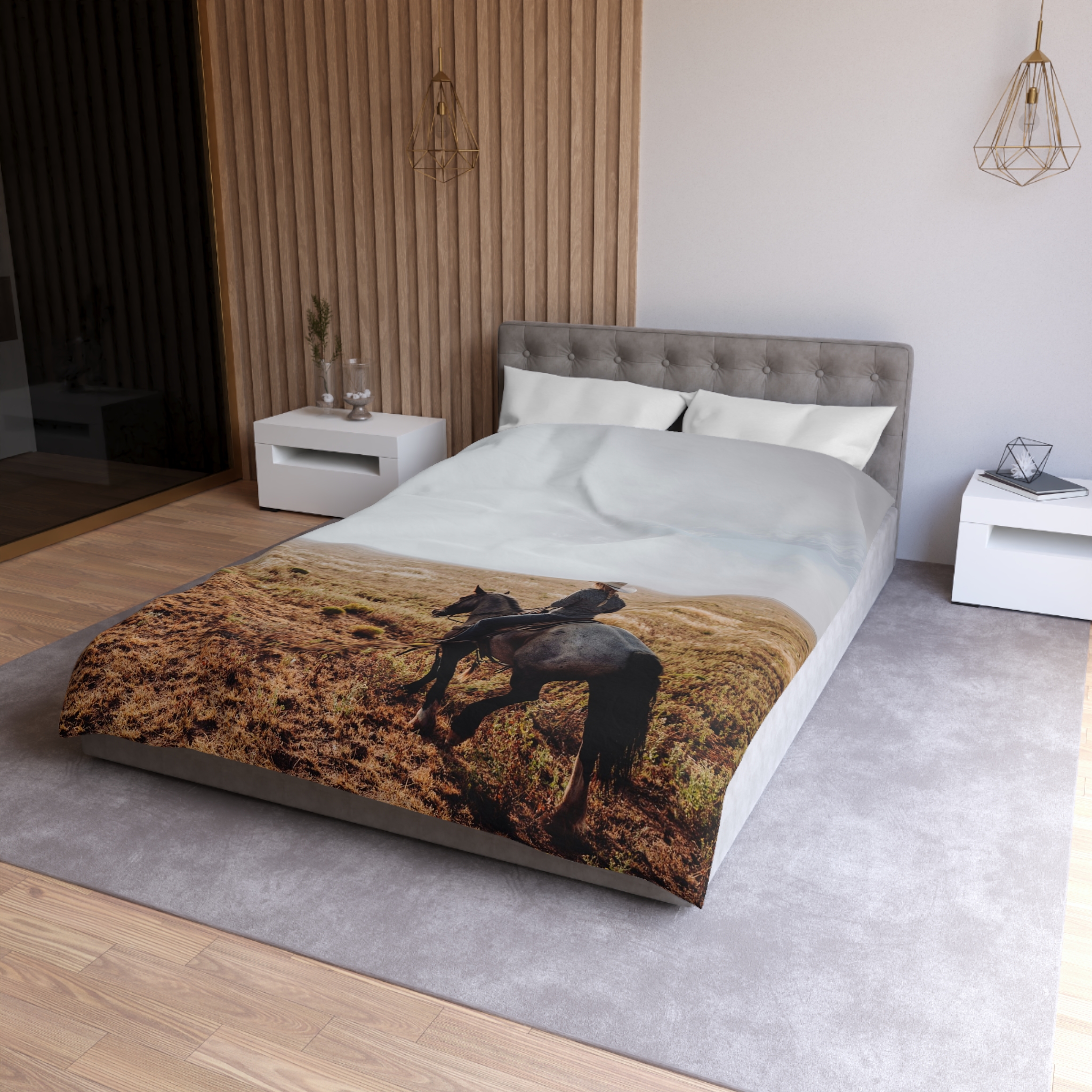 Prairie Cowboy Duvet Cover - Rustic-Western Morning Light - Image 12