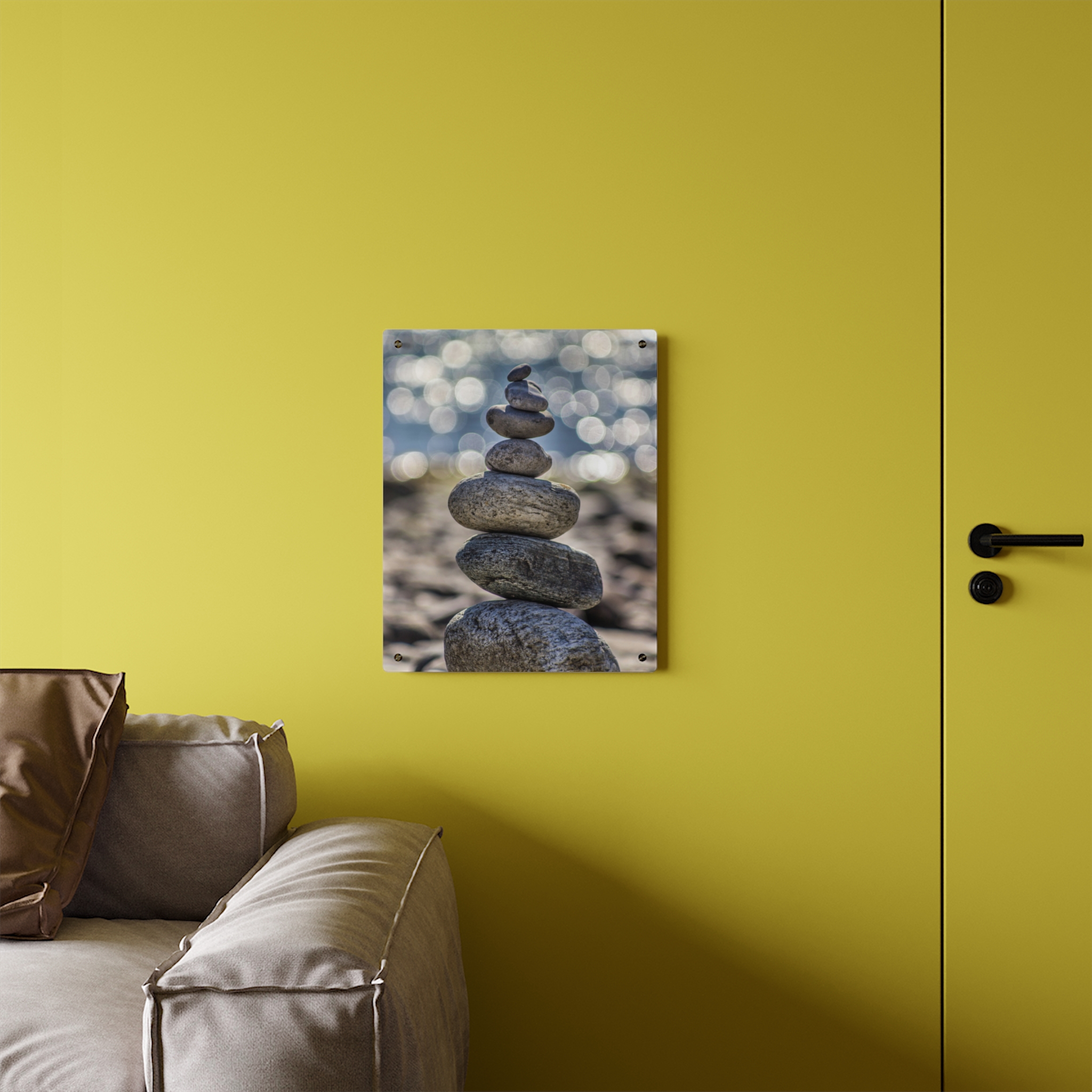 Zen Boulder Acrylic Wall Art - Modern-Coastal Light Bokeh - Image 16