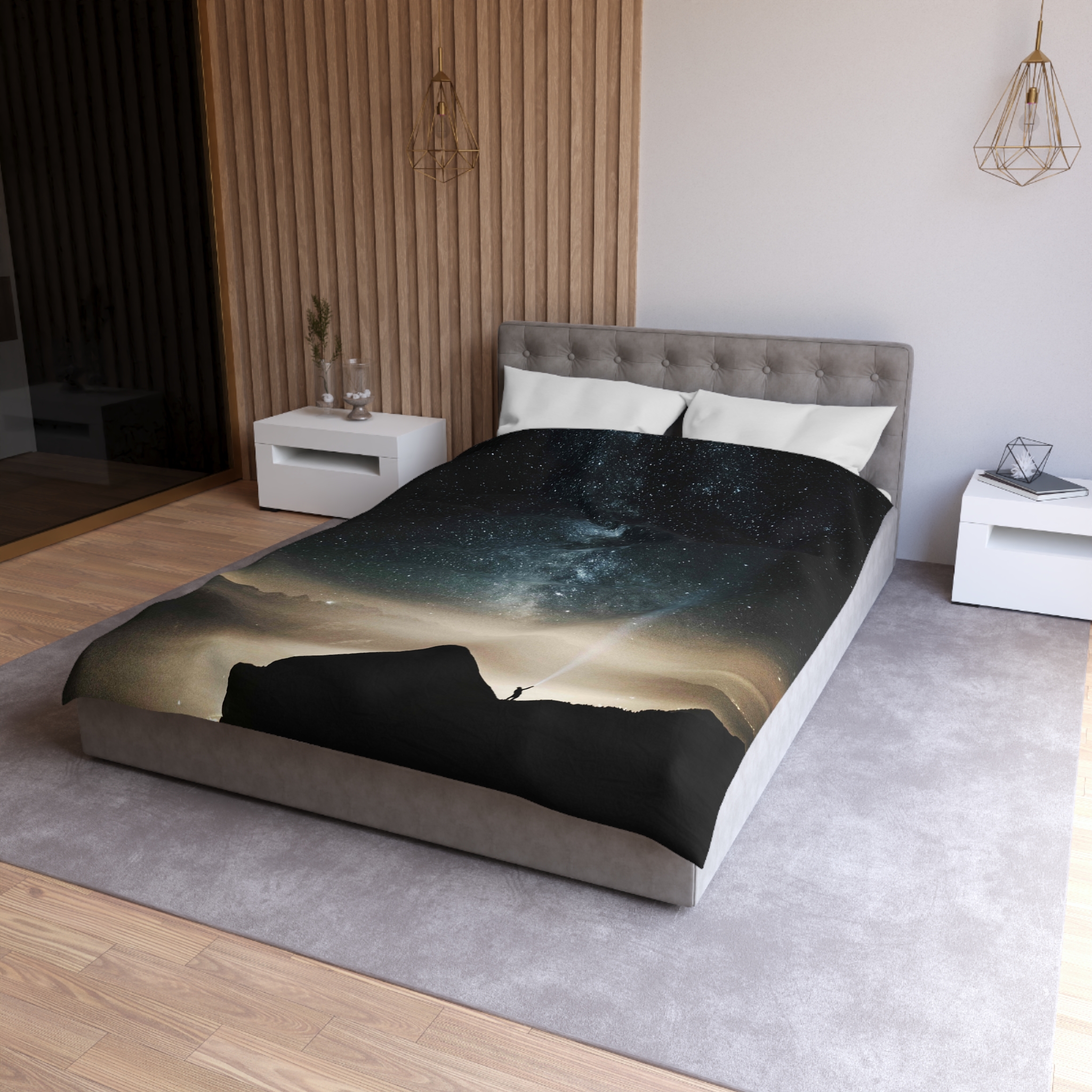 Mystic Galaxy Duvet Cover - Nocturnal-Starlight Exploration - Image 3