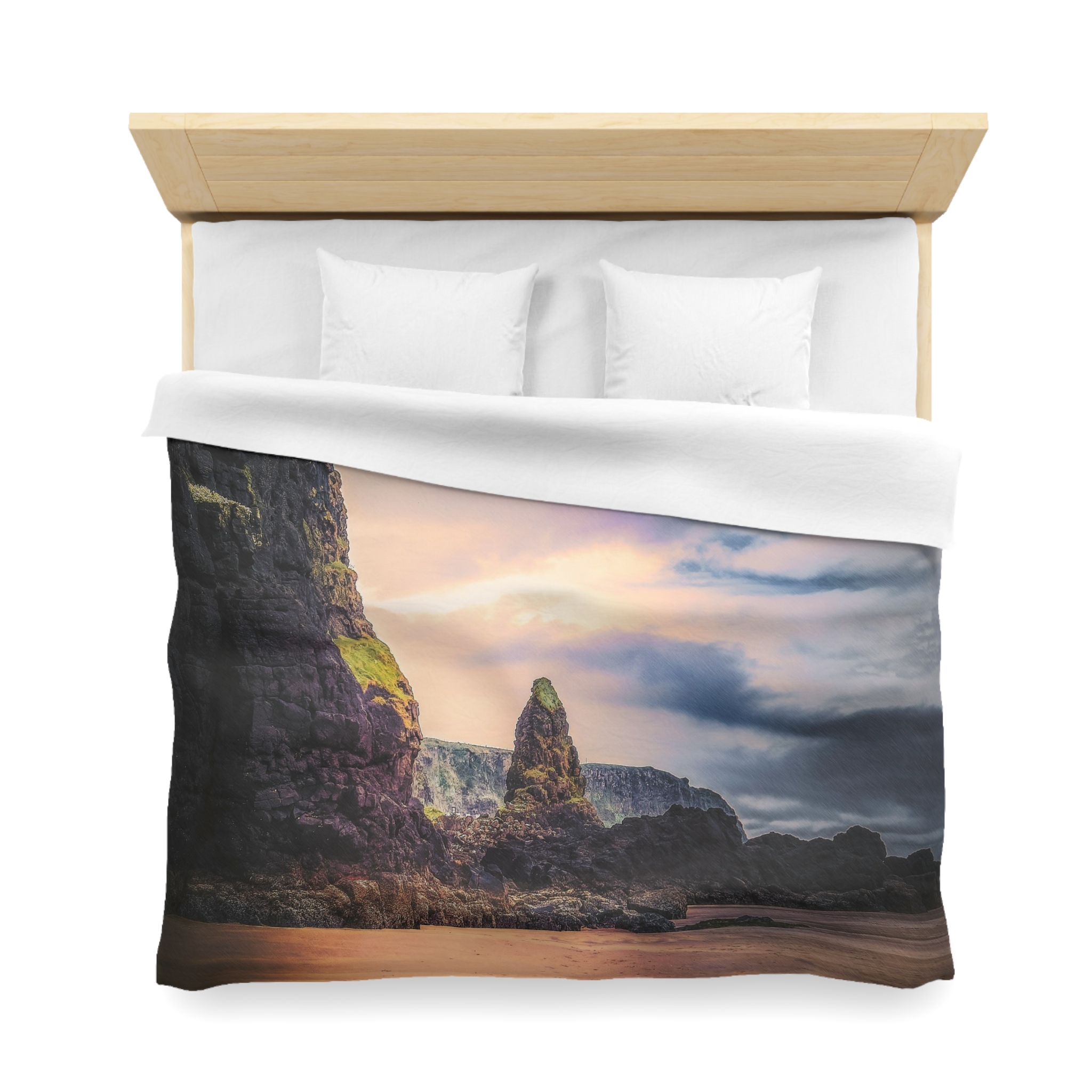 Mystic Cliff Duvet Cover - Scandinavian-Modern Coastal Twilight - Image 8