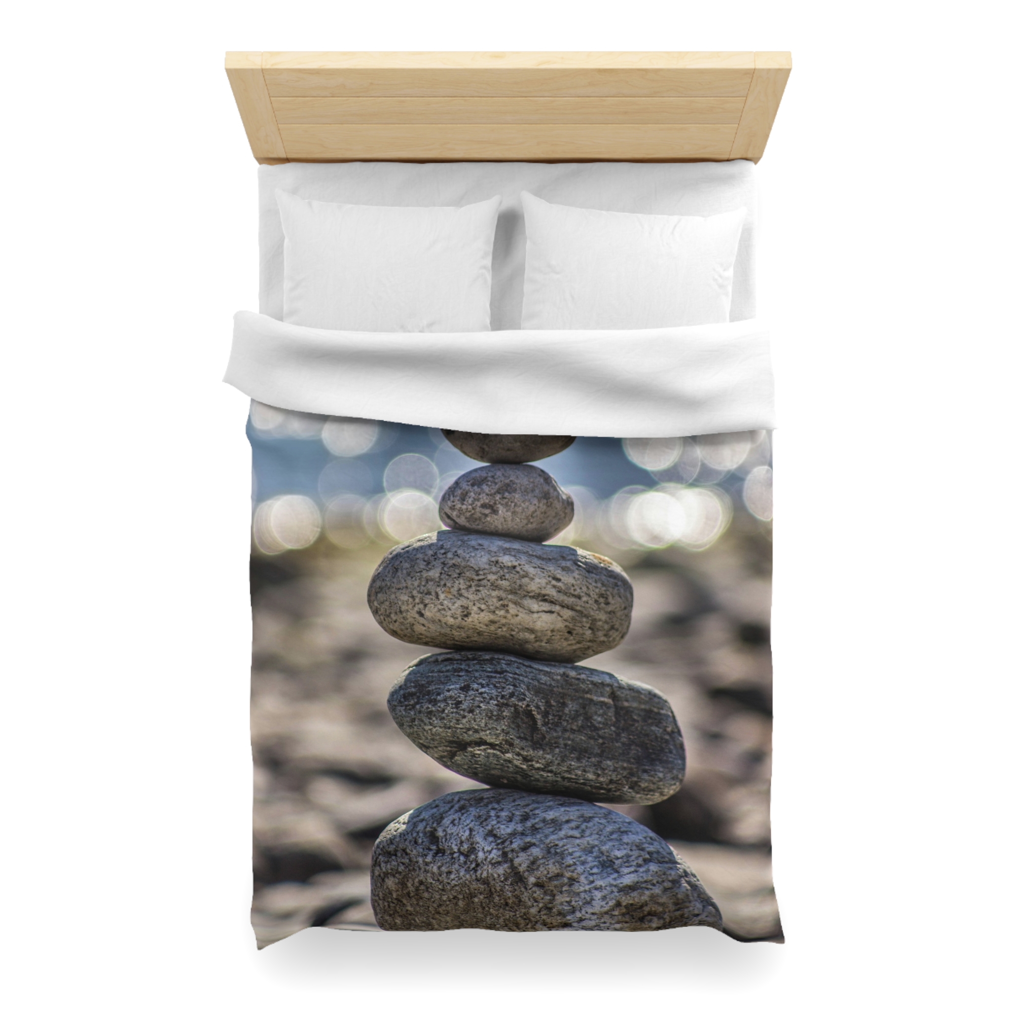 Zen Boulder Duvet Cover - Modern-Coastal Light Bokeh - Image 11