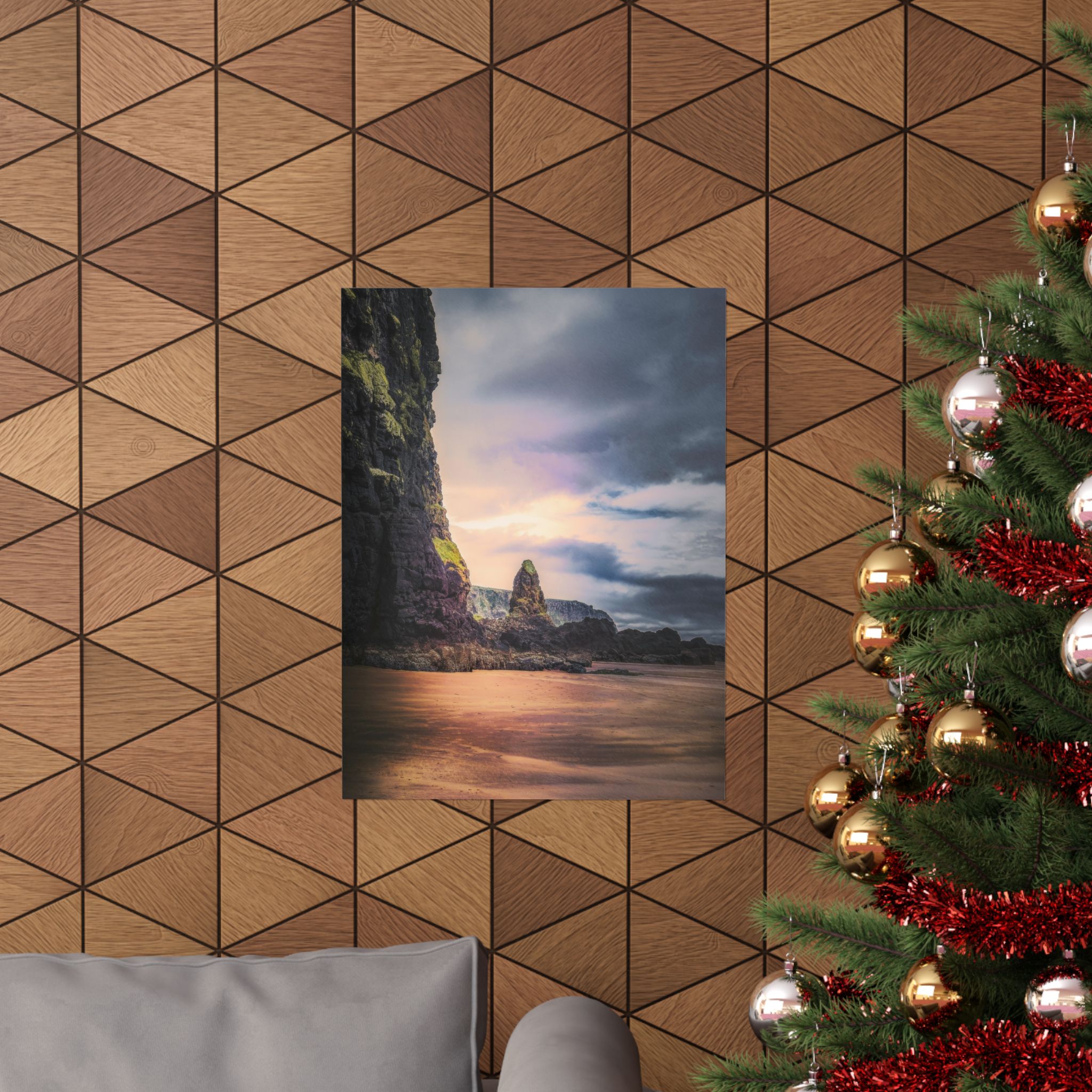 Mystic Cliff Matte Vertical Poster - Scandinavian-Modern Coastal Twilight - Image 20