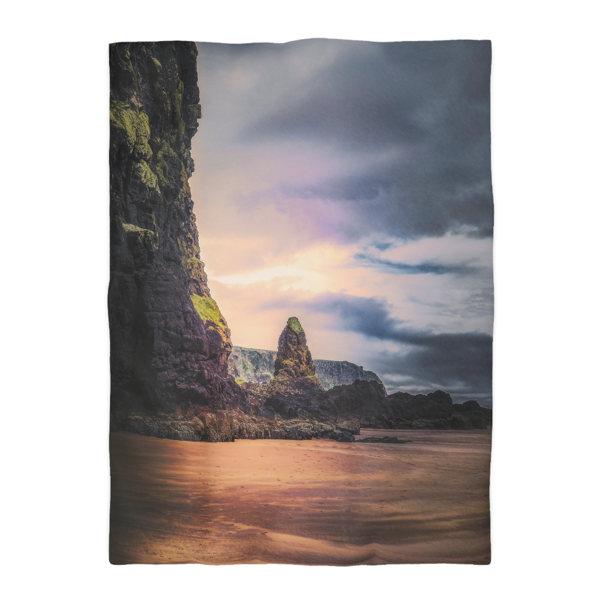 Mystic Cliff Duvet Cover - Scandinavian-Modern Coastal Twilight - Image 10