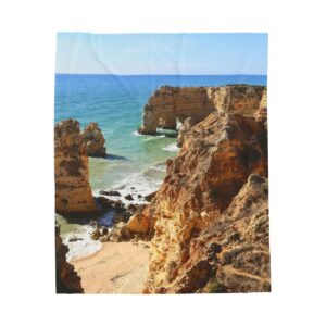 Sunlit Coastline Velveteen Plush Blanket - Mediterranean-Terra Firma Vibe
