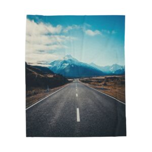 Alpine Horizon Velveteen Plush Blanket - Cinematic-Vista Roadscape