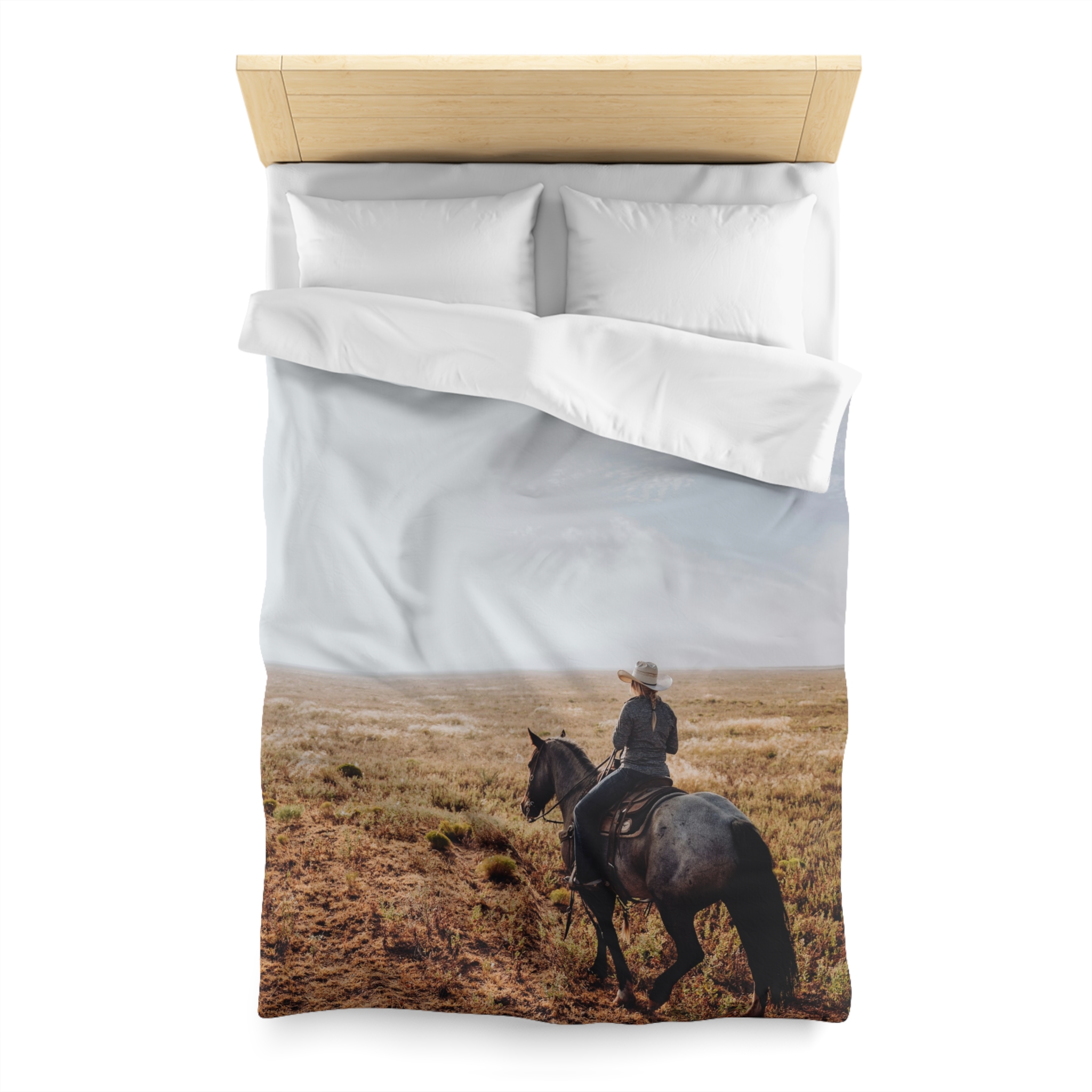 Prairie Cowboy Duvet Cover - Rustic-Western Morning Light - Image 2