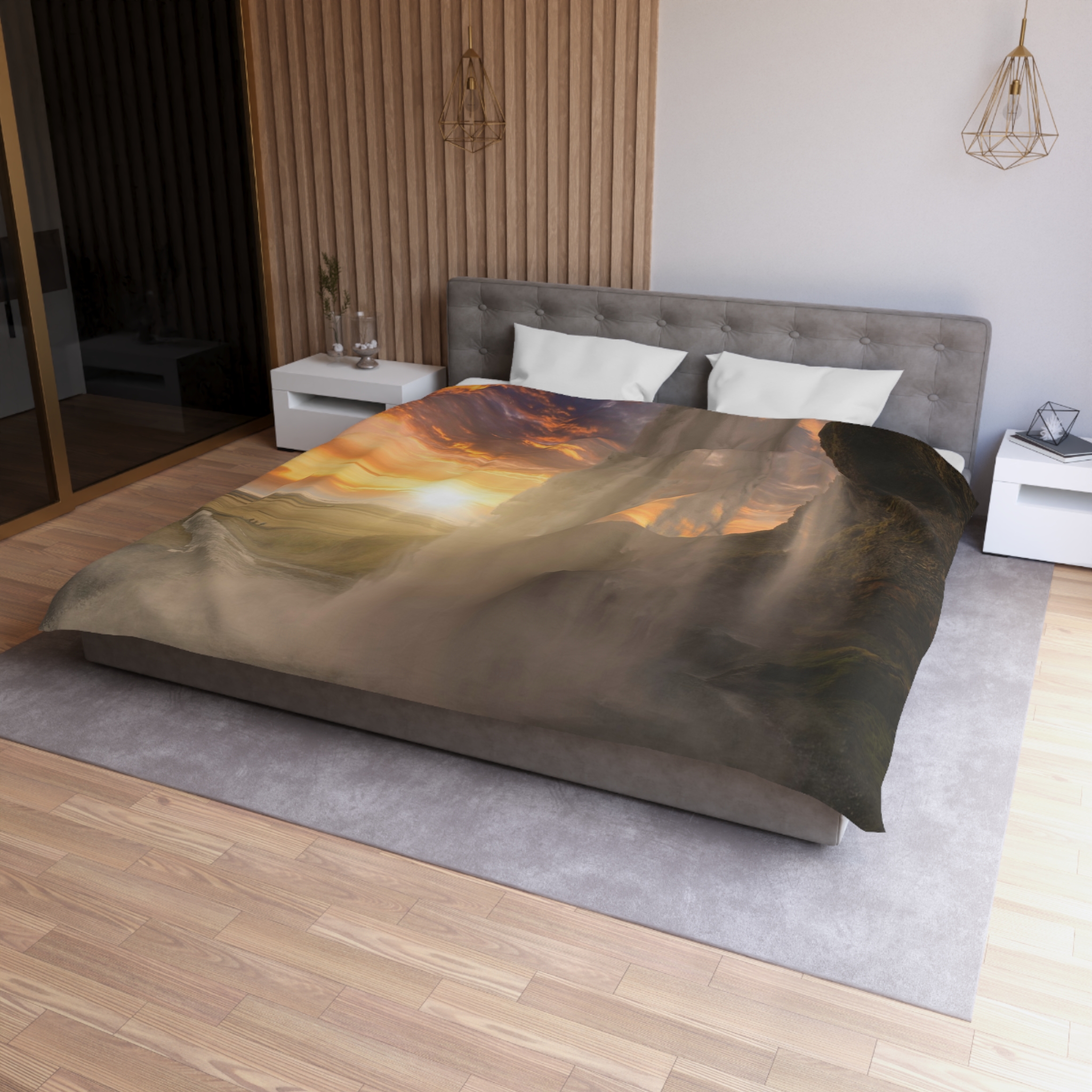 Aurora Cascade Duvet Cover - Scandinavian-Midnight Sunscape - Image 9
