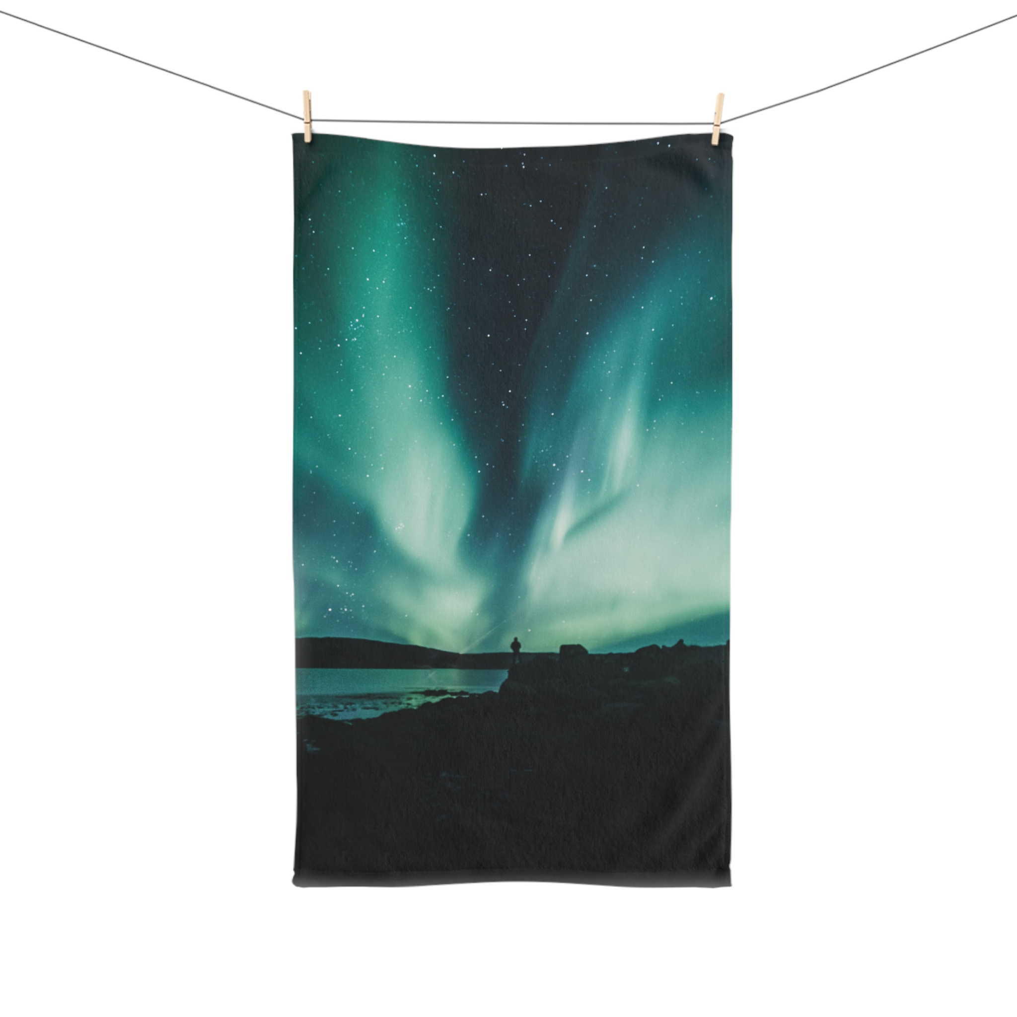 Aurora Borealis Hand Towel - Ethereal-Night Skyscape - Image 3