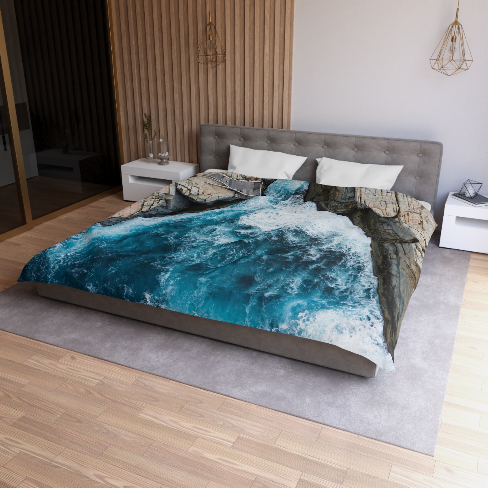 Coastal-Cliff Duvet Cover - Scandinavian-Seaside Storm - Image 9