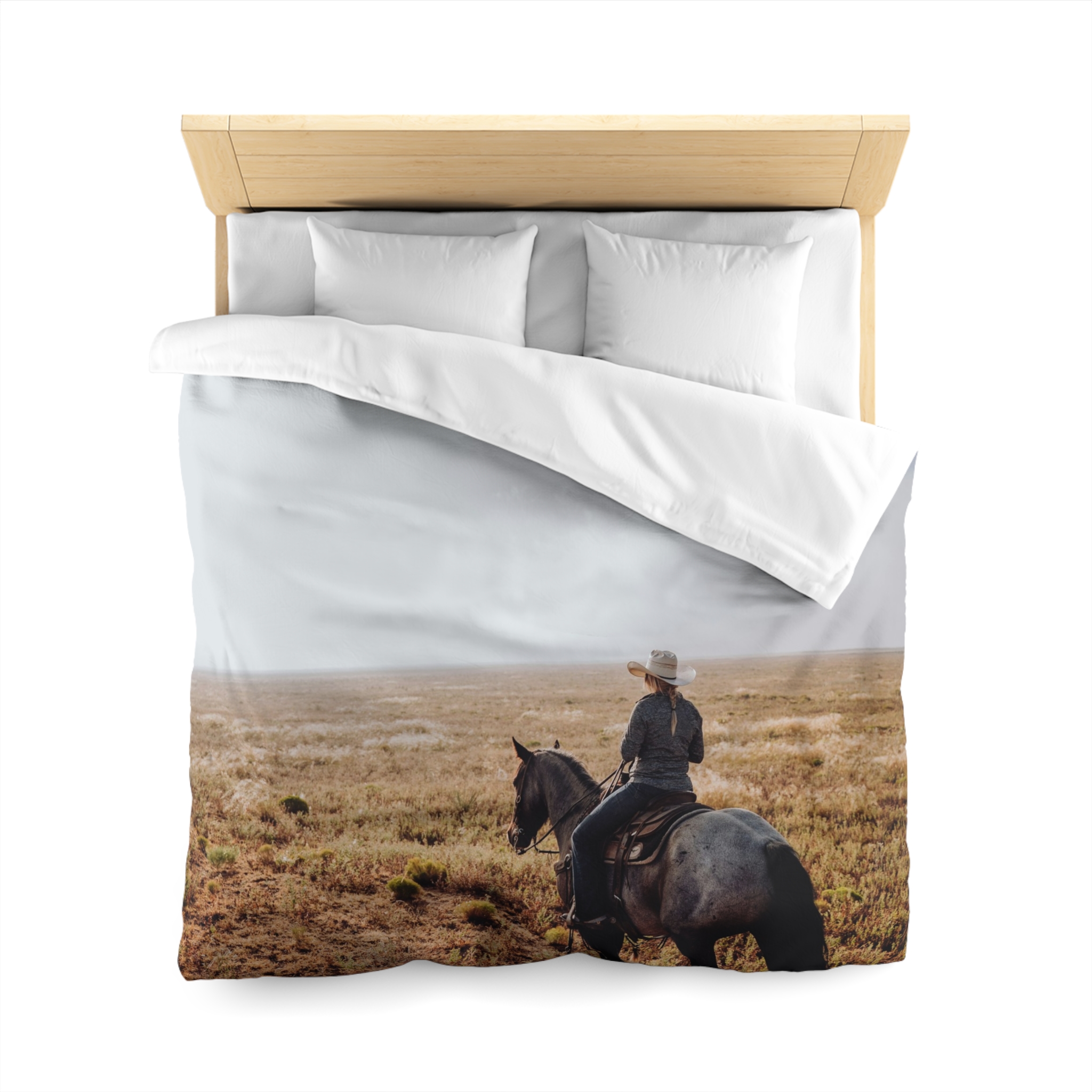 Prairie Cowboy Duvet Cover - Rustic-Western Morning Light - Image 5