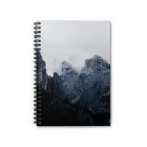 Mistbound Peaks Spiral Notebook - Scandinavian-Midnight Mountainscape