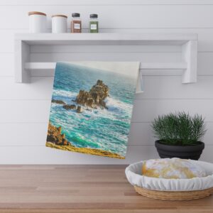 Coastal Waverock Tea Towel - Scandinavian Aqua Oceanfront