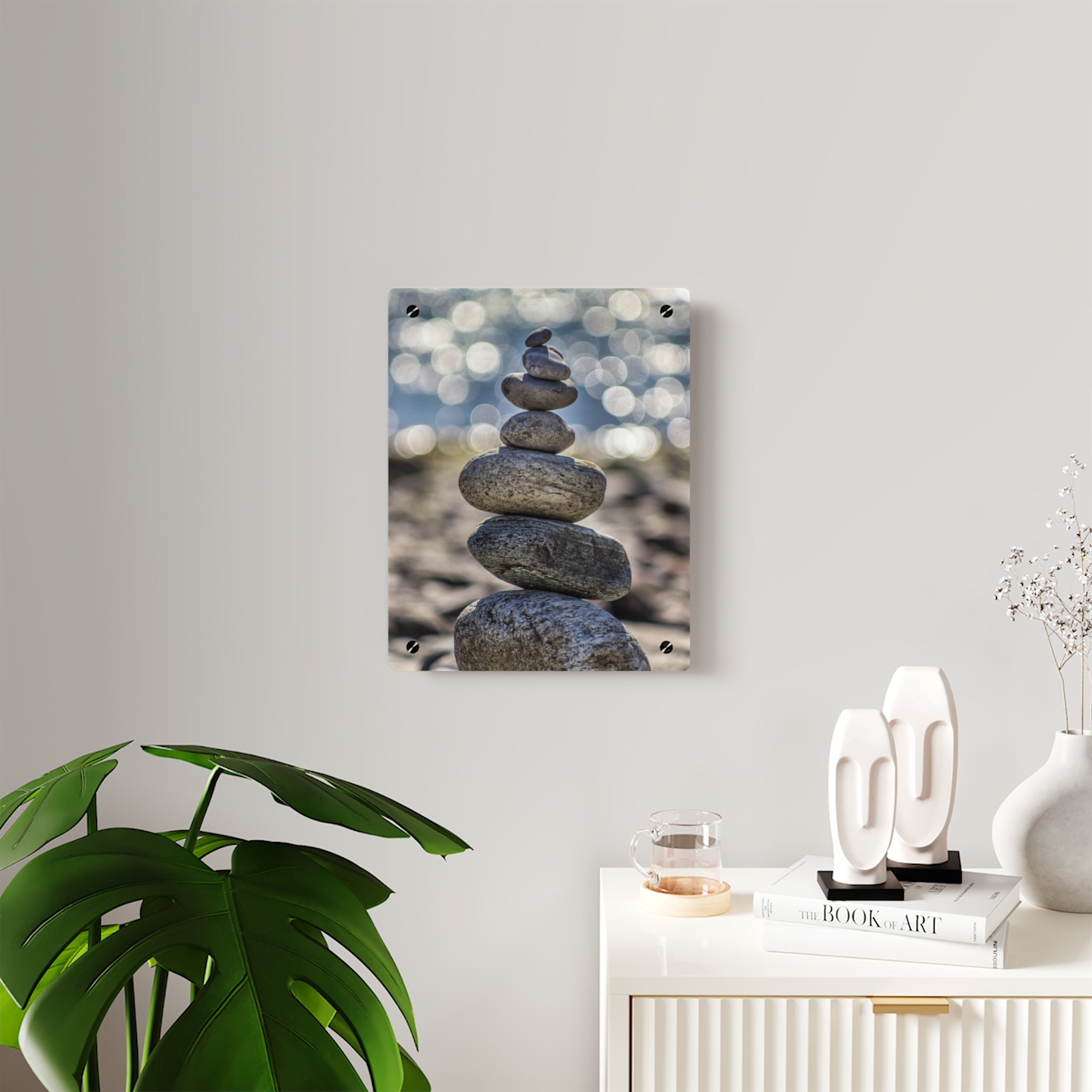 Zen Boulder Acrylic Wall Art - Modern-Coastal Light Bokeh - Image 11