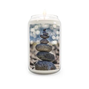 Zen Boulder Scented Candle, 13.75oz - Modern-Coastal Light Bokeh