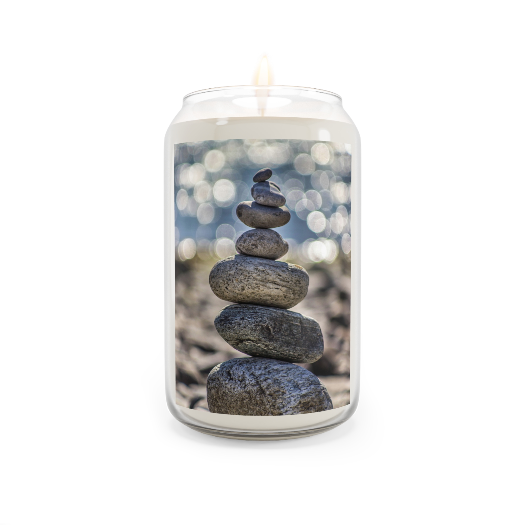 Zen Boulder Scented Candle, 13.75oz - Modern-Coastal Light Bokeh