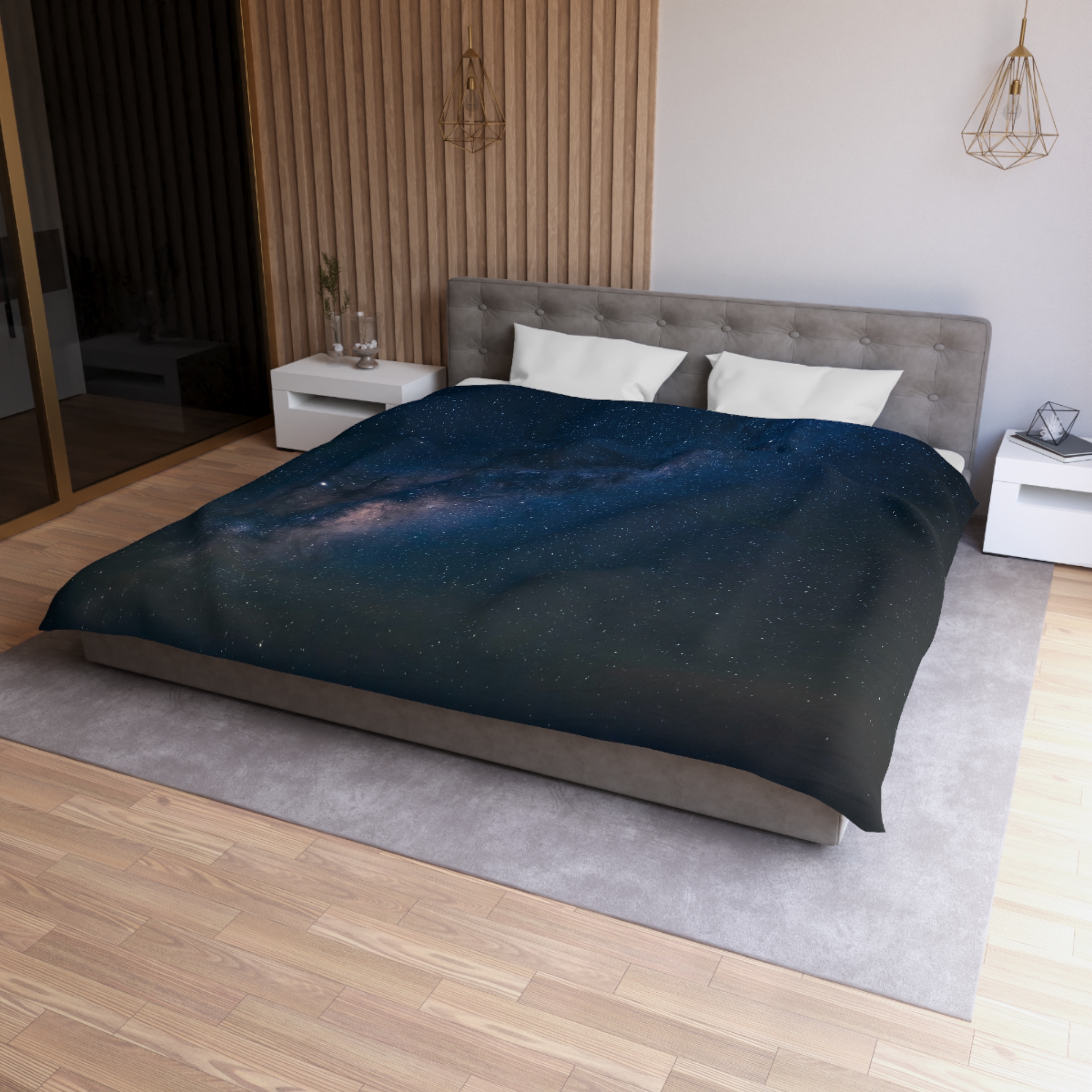 Cosmic Ocean Duvet Cover - Starry-Night Horizon Glow - Image 9