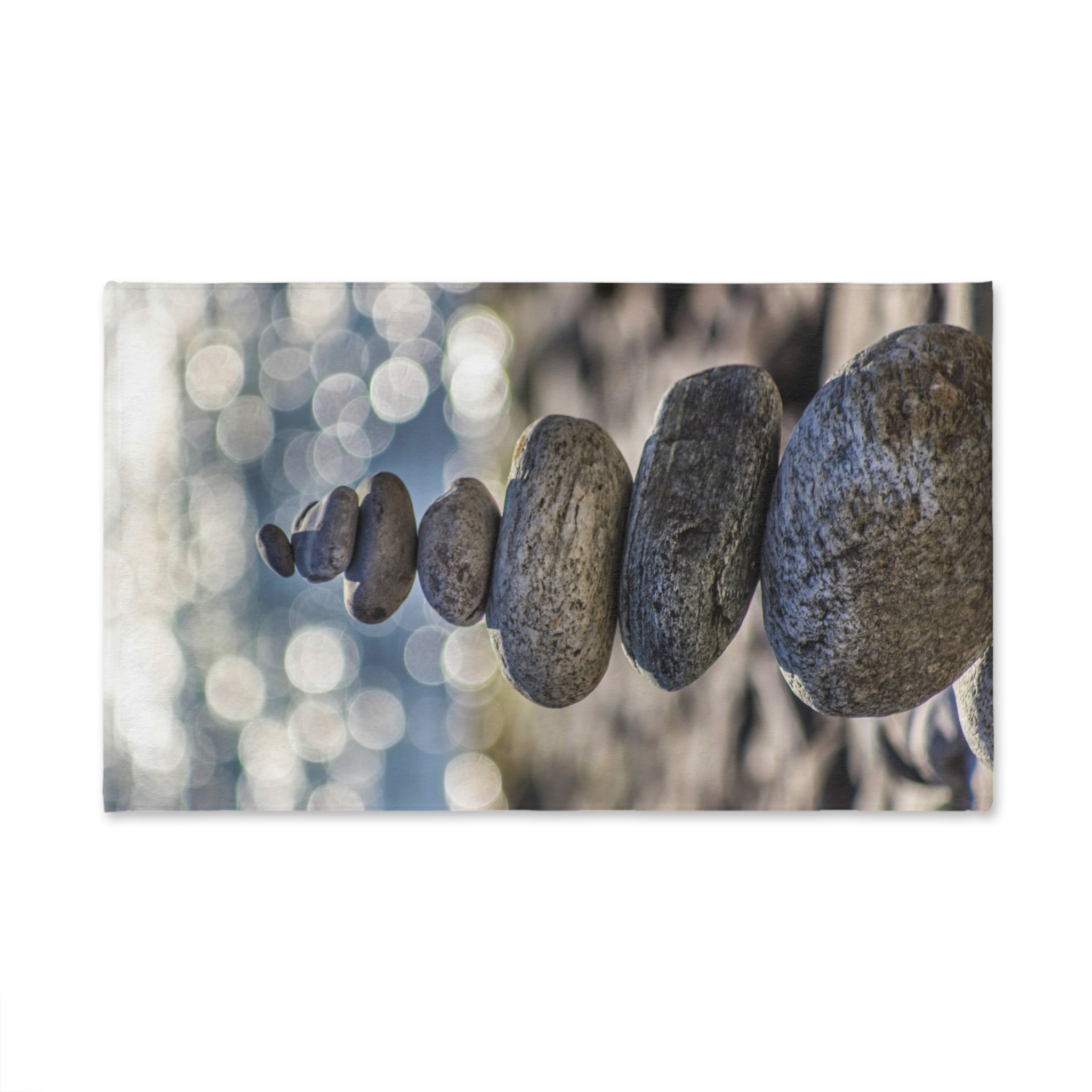 Zen Boulder Hand Towel - Modern-Coastal Light Bokeh - Image 2