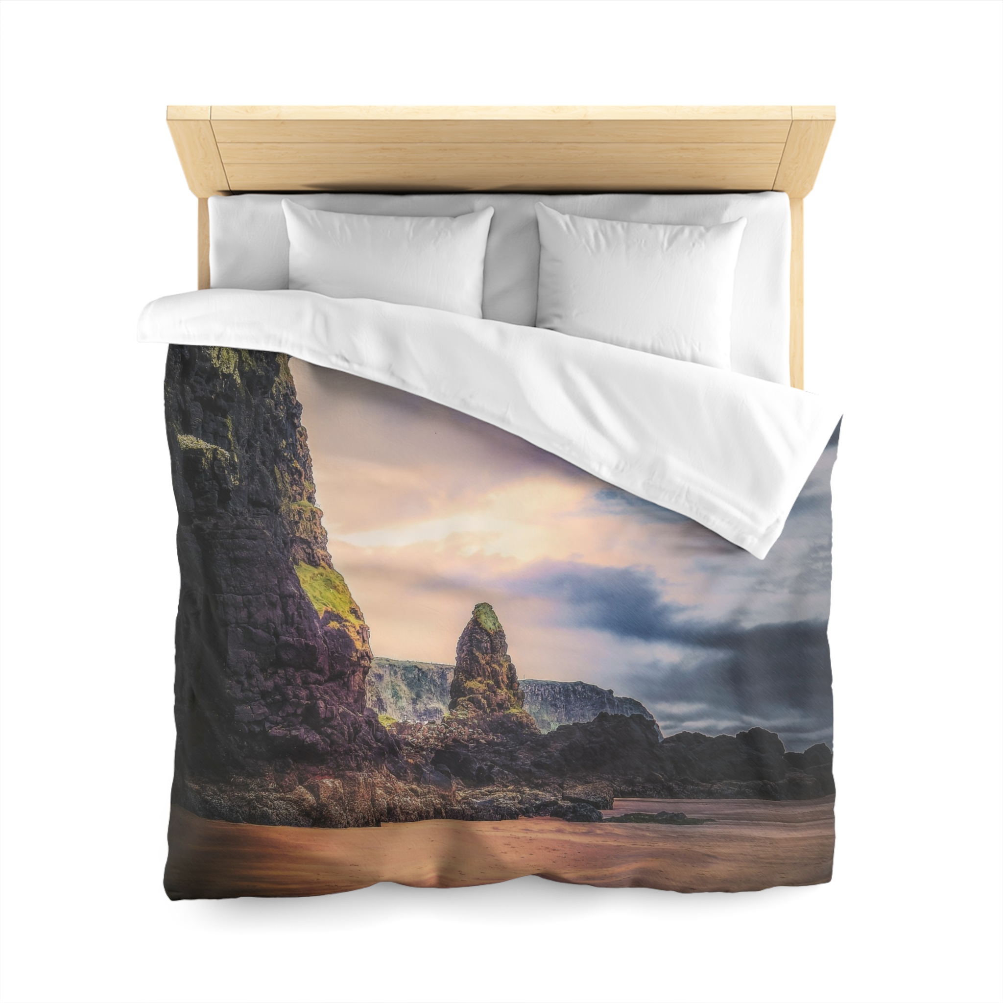 Mystic Cliff Duvet Cover - Scandinavian-Modern Coastal Twilight - Image 5