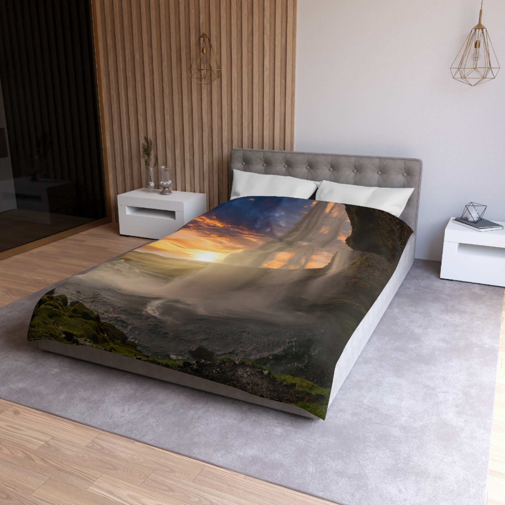 Aurora Cascade Duvet Cover - Scandinavian-Midnight Sunscape - Image 12