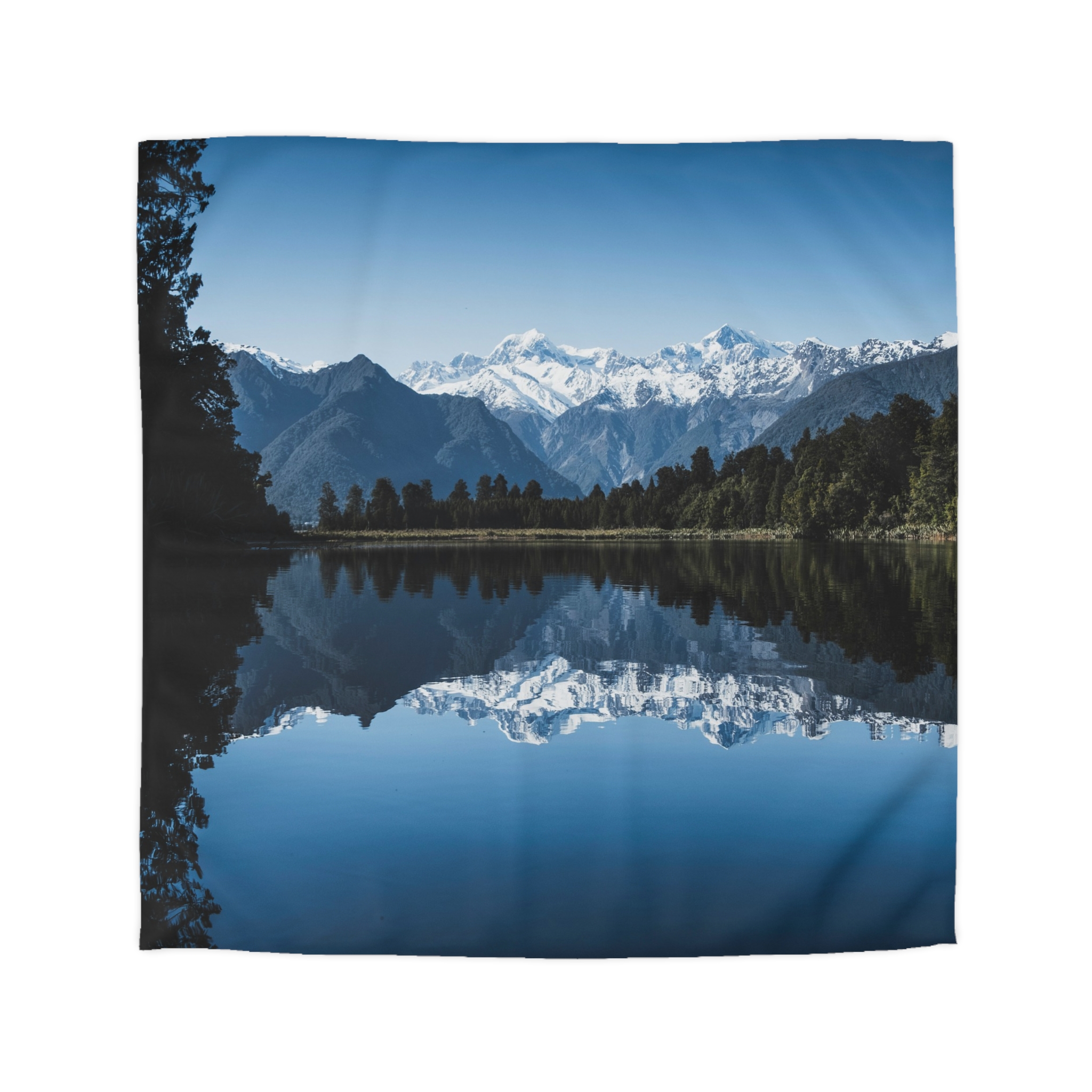 Alpine Reflection Duvet Cover - Contemporary Natural Landscape View - Image 4