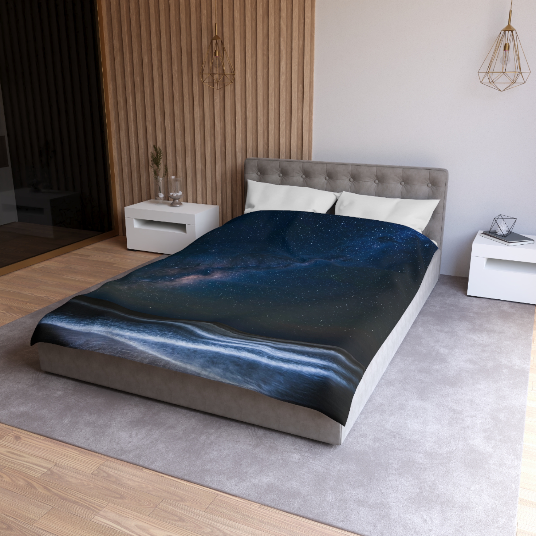 Cosmic Ocean Duvet Cover - Starry-Night Horizon Glow - Image 3