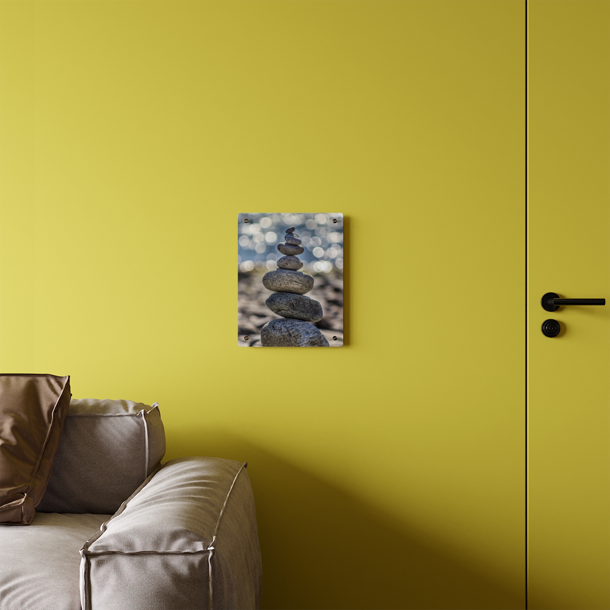 Zen Boulder Acrylic Wall Art - Modern-Coastal Light Bokeh - Image 12